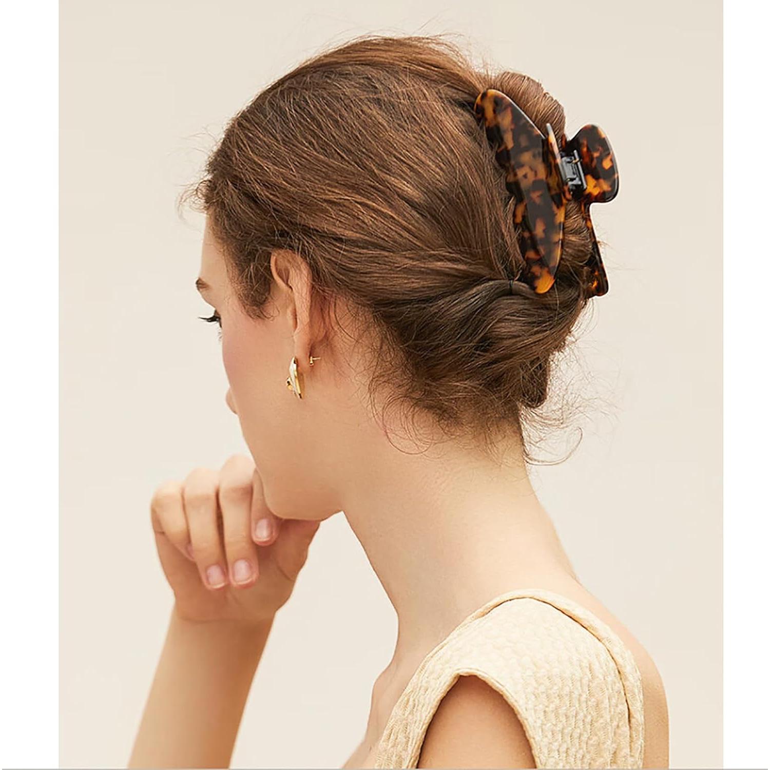 Clips de Garra para Cabello Eyegla 2 Pcs Concha de Tortuga