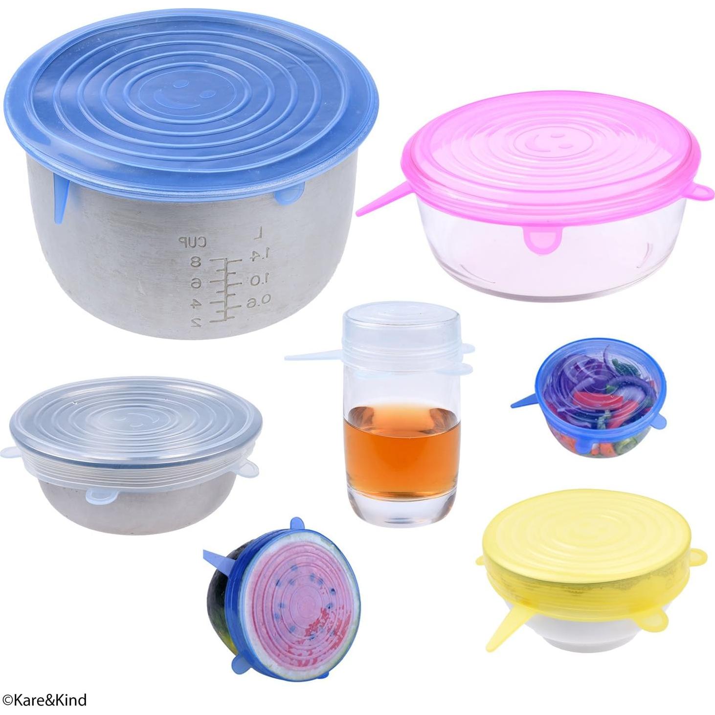 Set de 6 Tapas de Silicona Estirables Kare & Kind - A prueba de Fugas