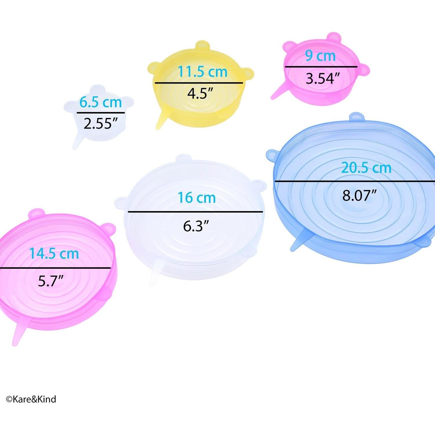 Set de 6 Tapas de Silicona Estirables Kare & Kind - A prueba de Fugas