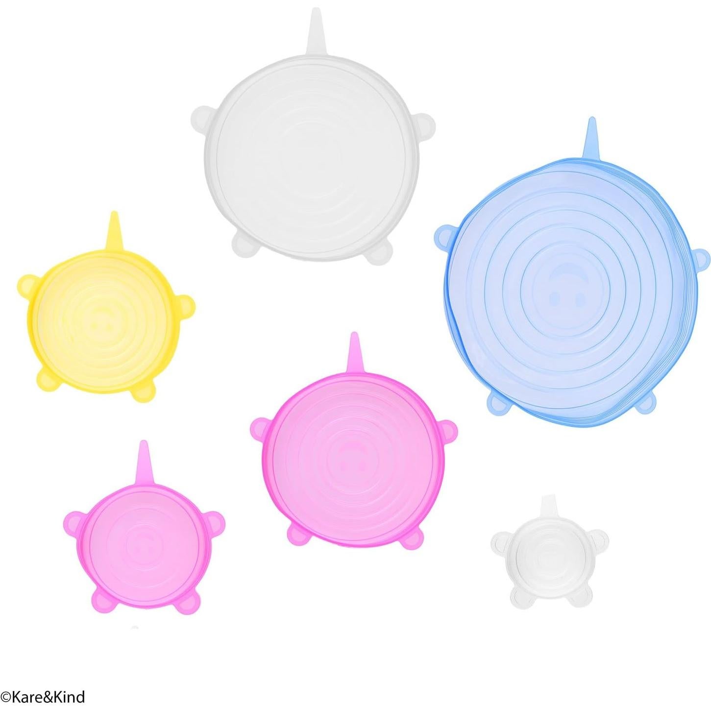 Set de 6 Tapas de Silicona Estirables Kare & Kind - A prueba de Fugas
