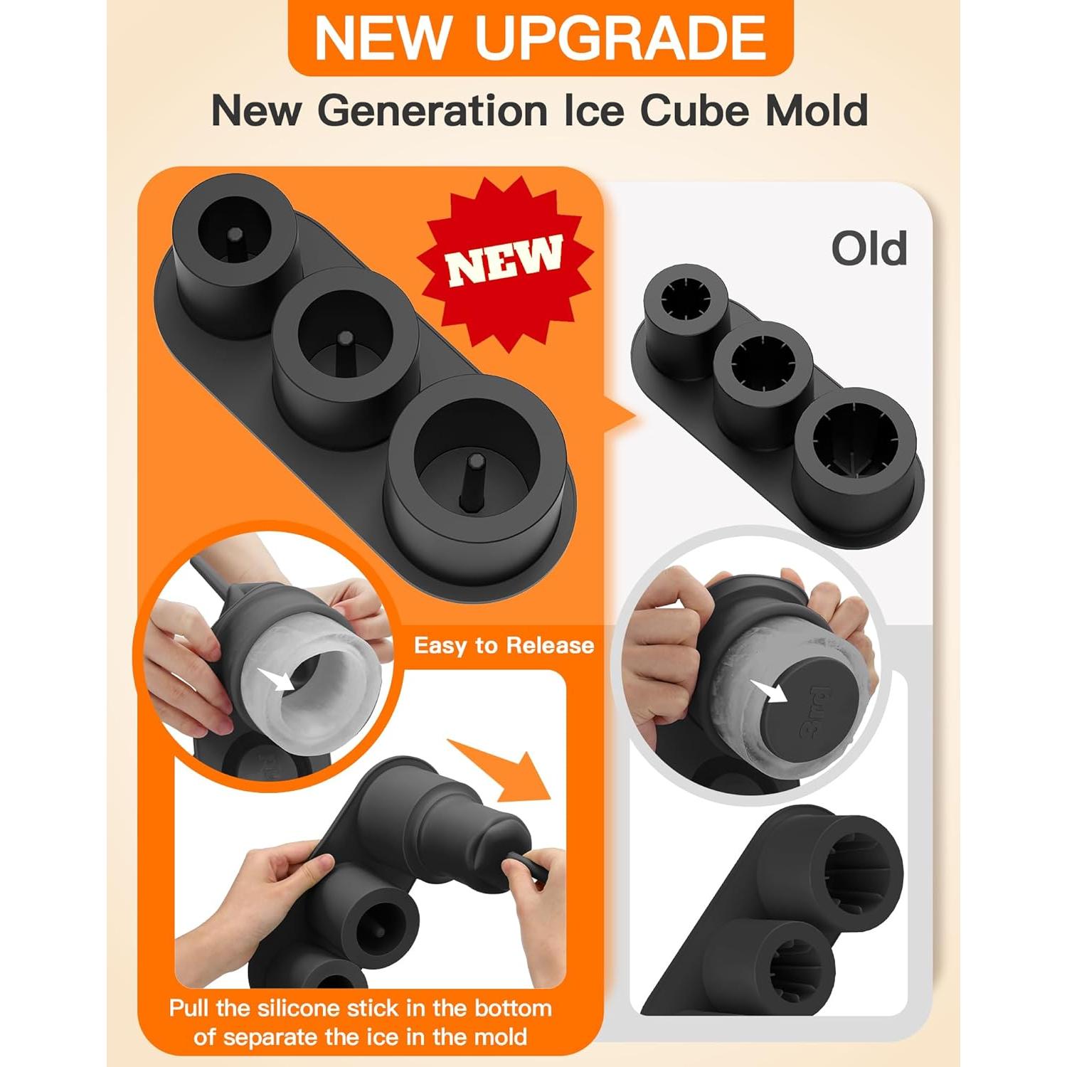 Bandeja de Hielo Cilíndrica Ukulork 40Oz con Tapa - 3 Piezas