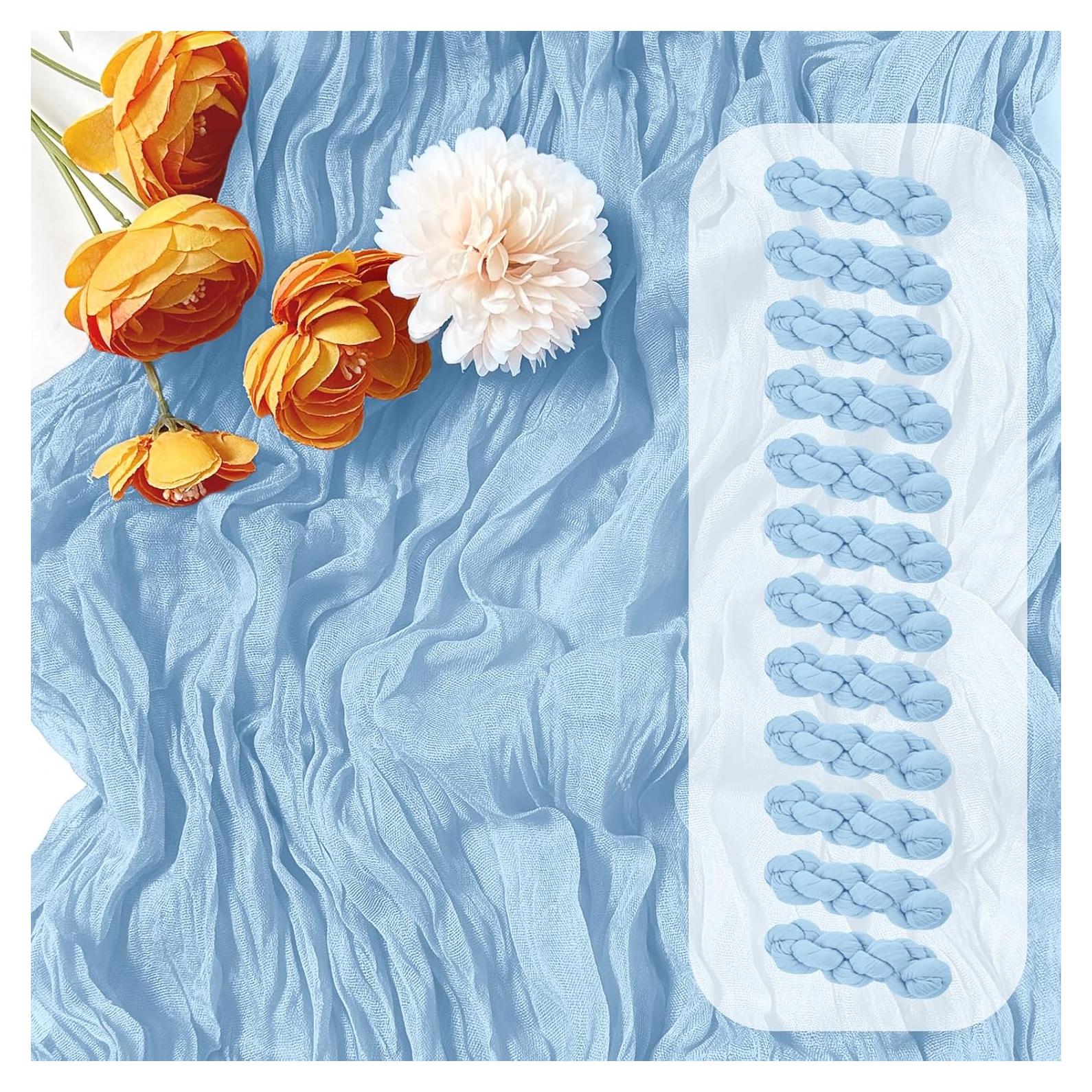 Caminos de Mesa de Gasa FANTEKE 12 Piezas Azul Bebé 43x274 cm