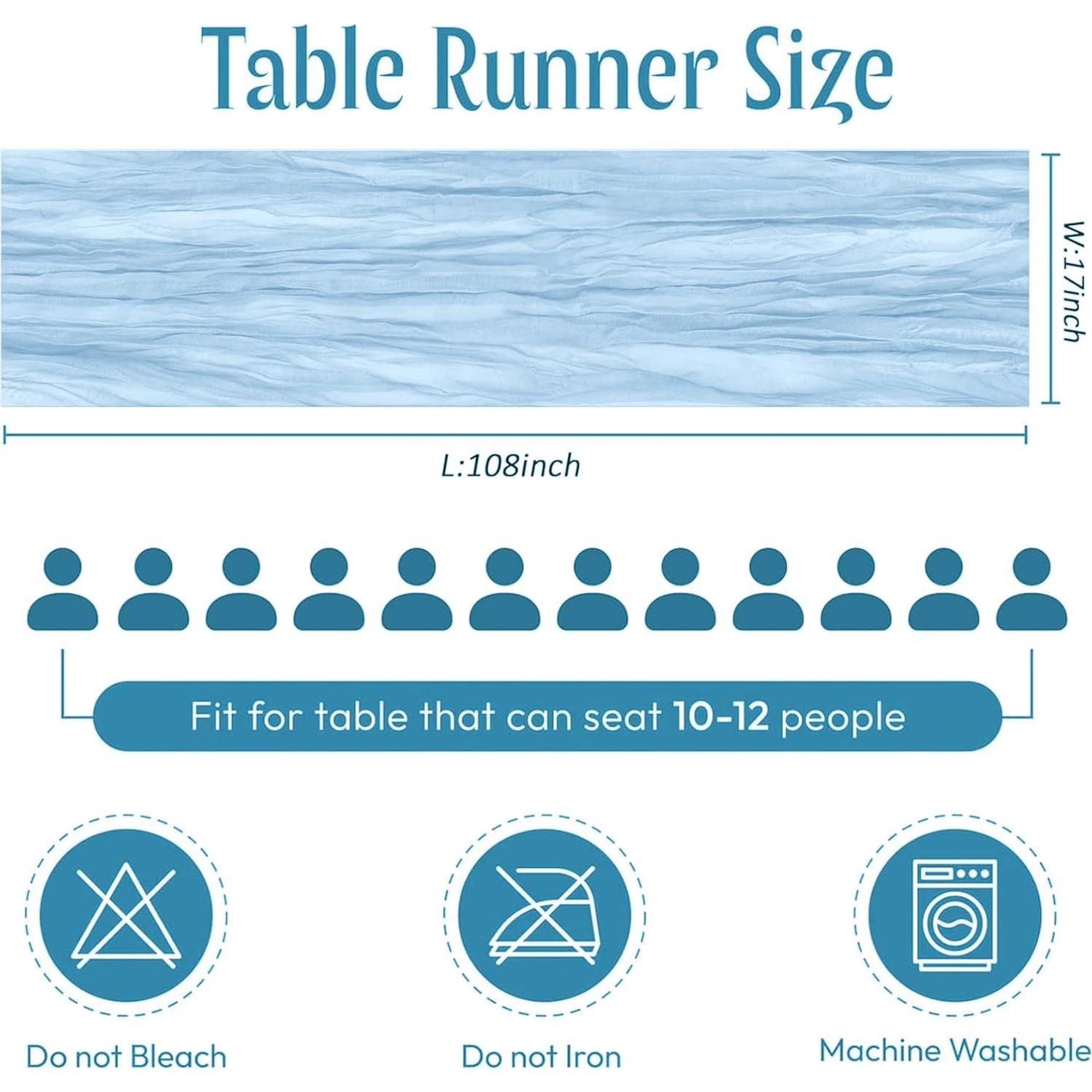 Caminos de Mesa de Gasa FANTEKE 12 Piezas Azul Bebé 43x274 cm