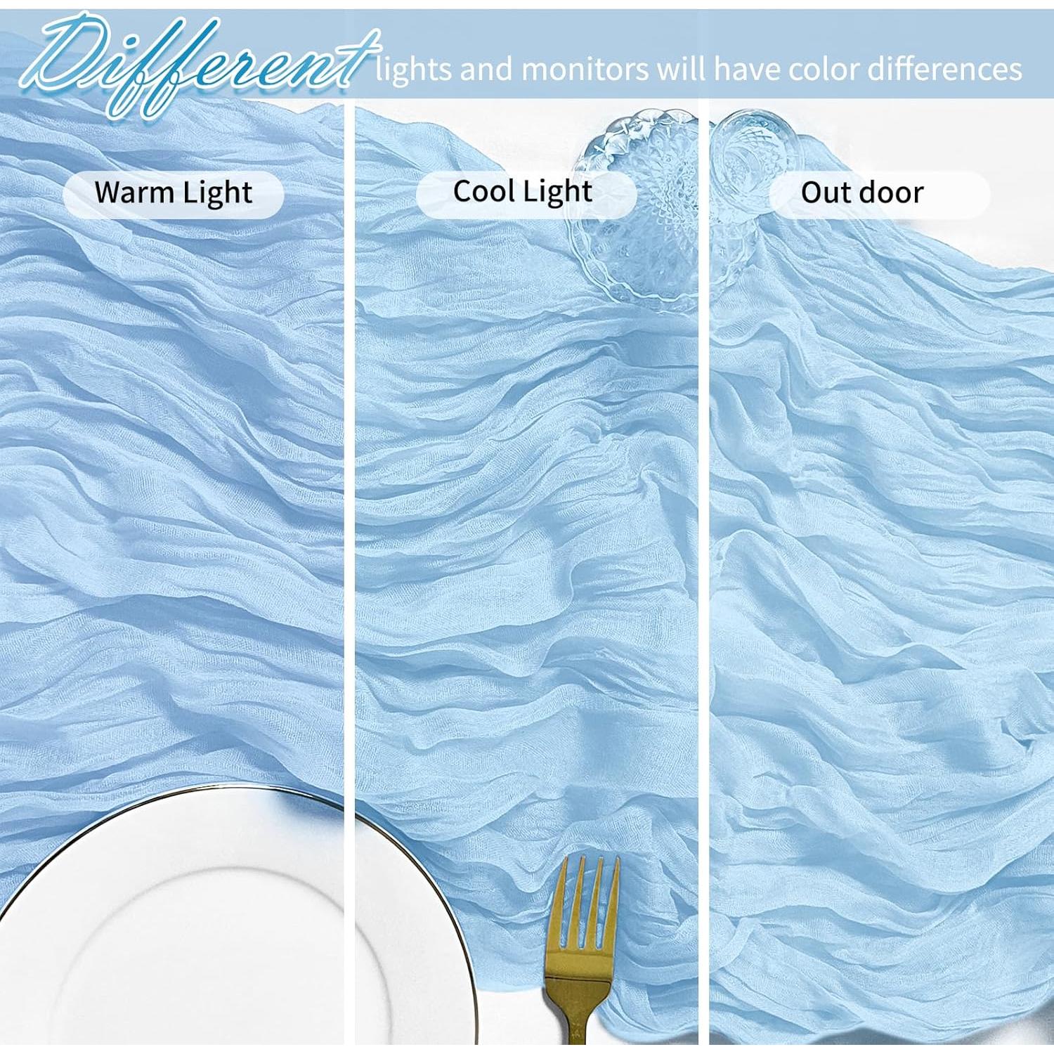 Caminos de Mesa de Gasa FANTEKE 12 Piezas Azul Bebé 43x274 cm