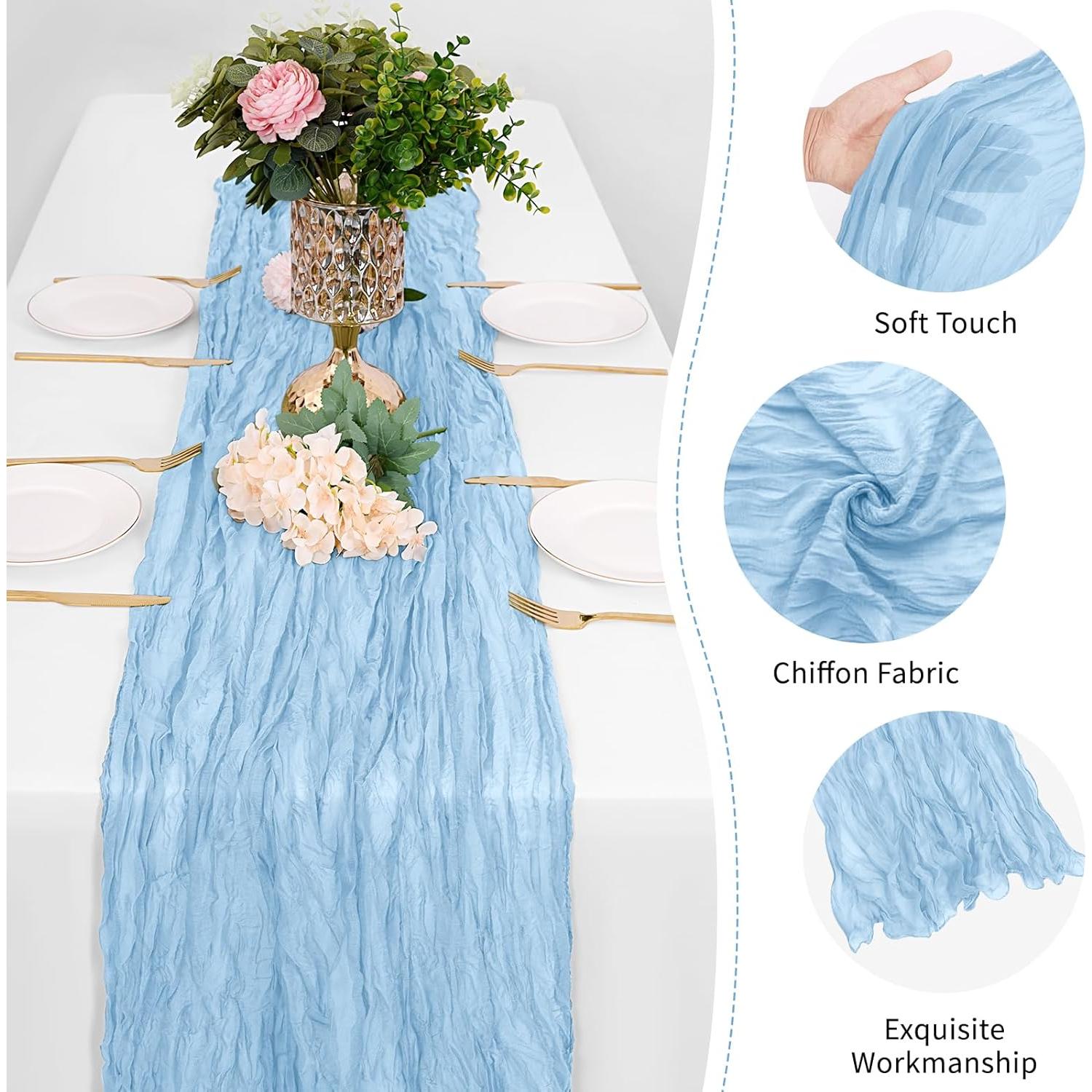 Caminos de Mesa de Gasa FANTEKE 12 Piezas Azul Bebé 43x274 cm