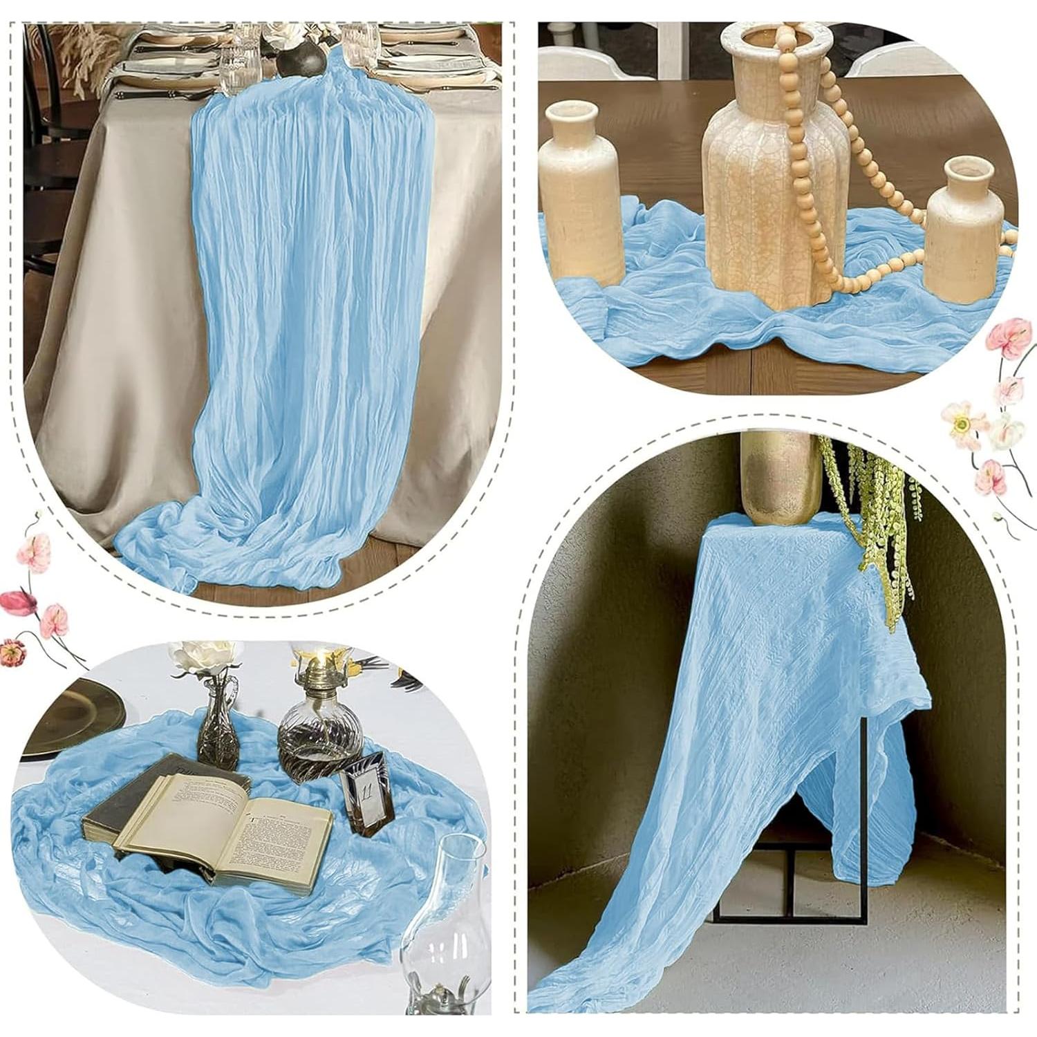 Caminos de Mesa de Gasa FANTEKE 12 Piezas Azul Bebé 43x274 cm