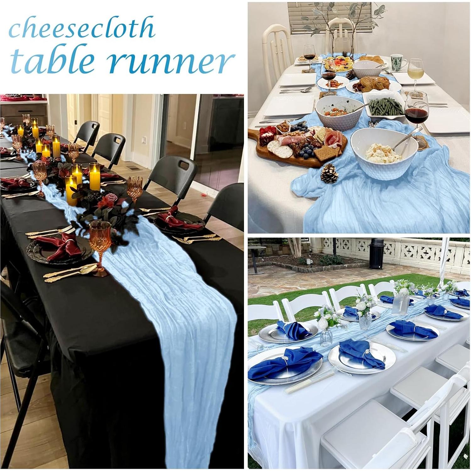 Caminos de Mesa de Gasa FANTEKE 12 Piezas Azul Bebé 43x274 cm