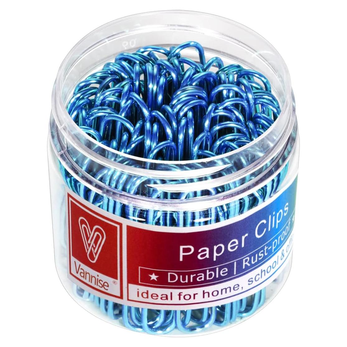 Clip de Papel Jumbo Vannise Azul 50mm - 100 Piezas Resistentes
