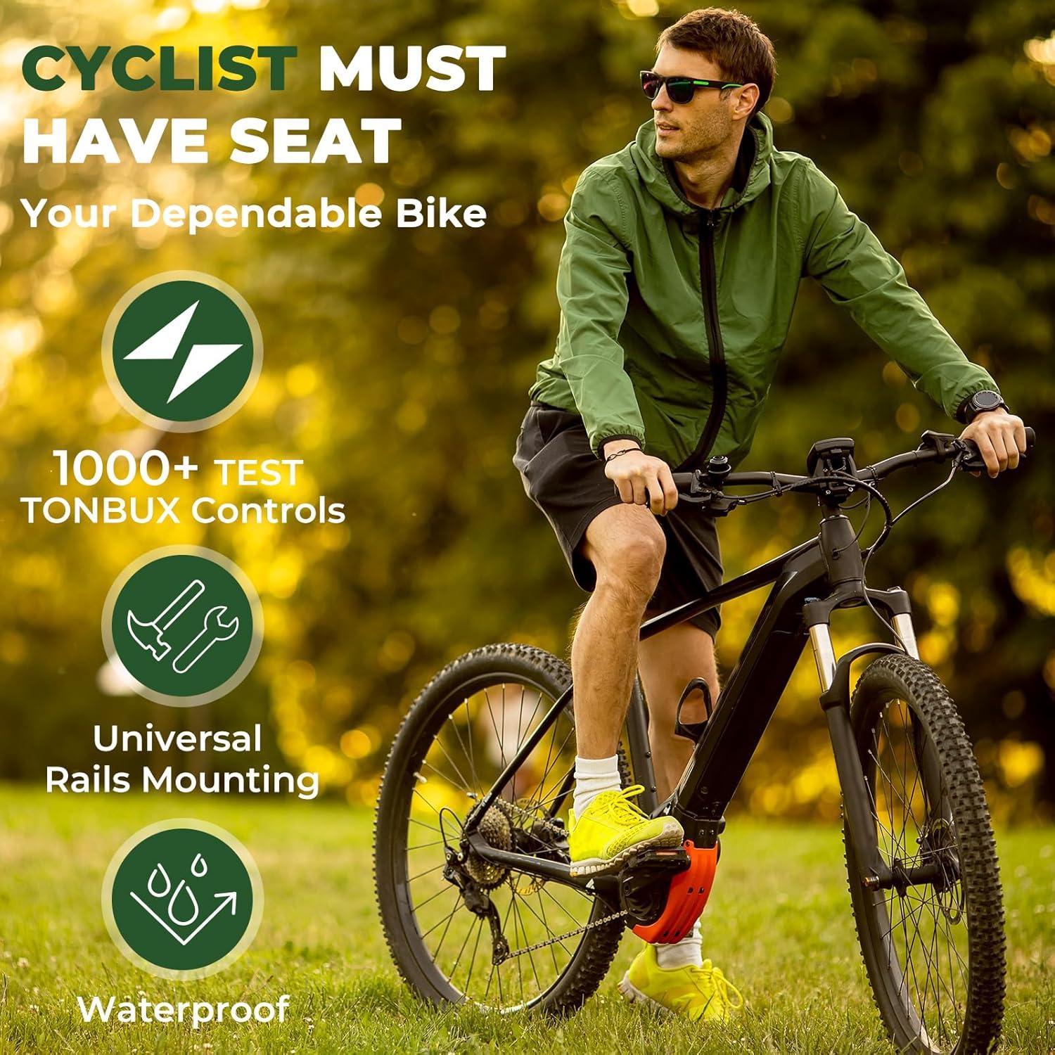 Cojín de Asiento de Espuma con Memoria TONBUX Negro - Sillín Impermeable para Bicicletas