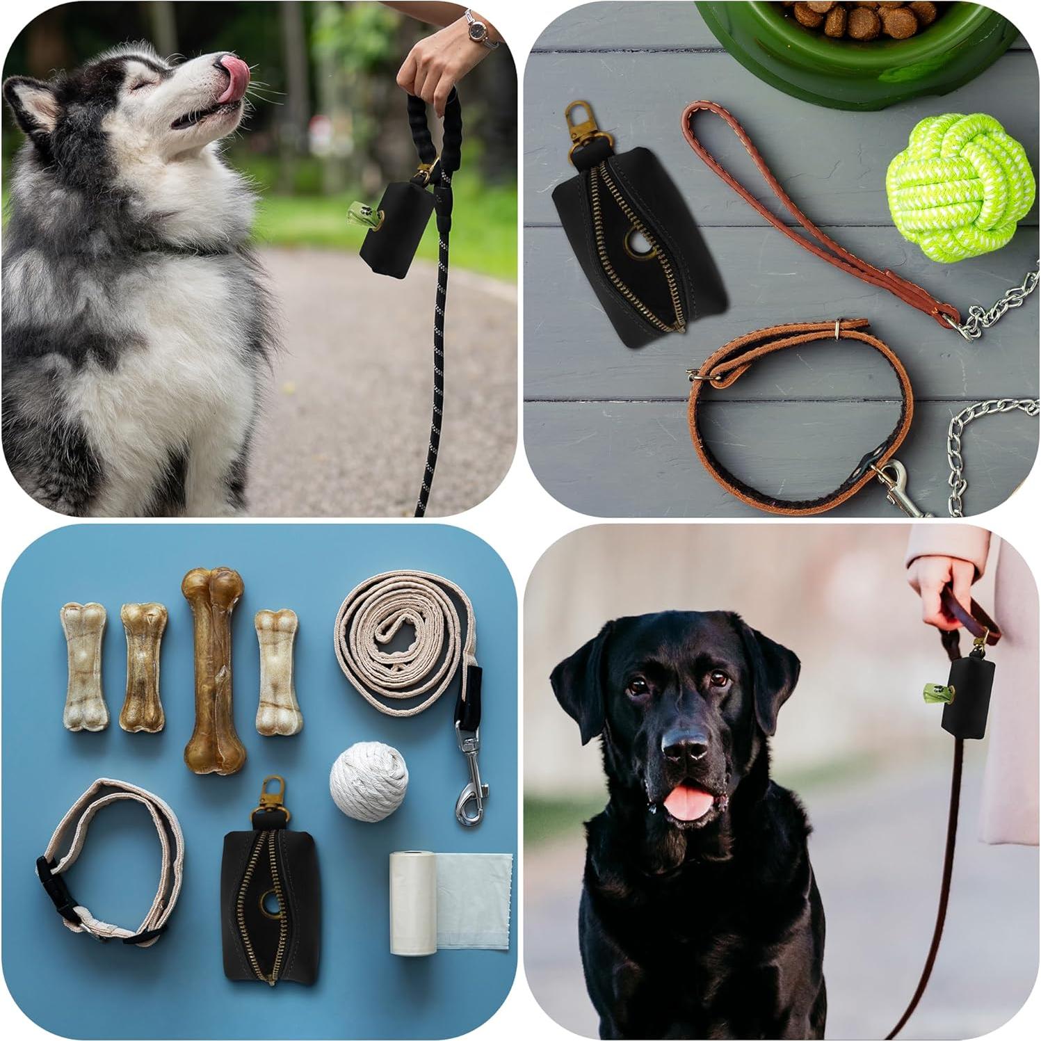 Soporte de Bolsa de Desechos de Perro HIFA - Cuero Negro Premium