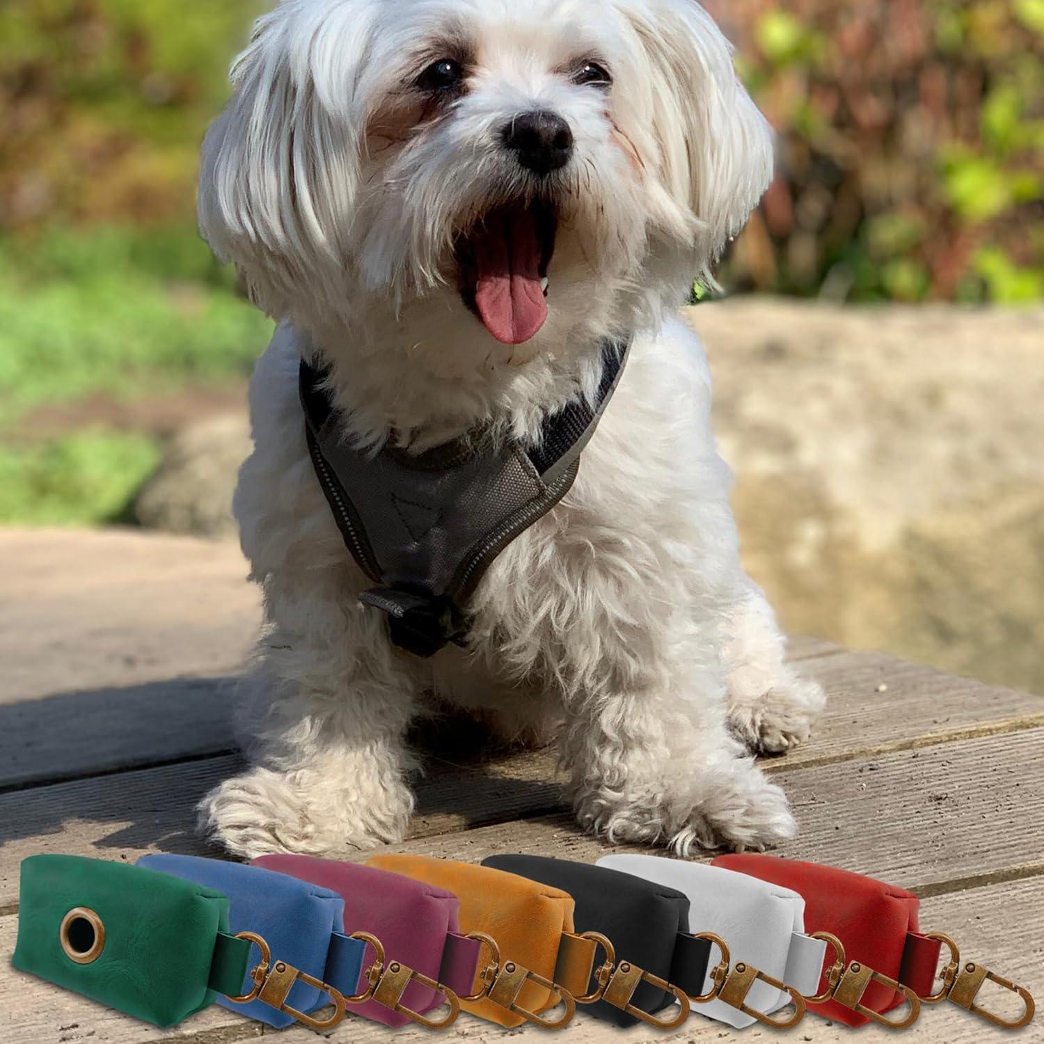 Soporte de Bolsa de Desechos de Perro HIFA - Cuero Negro Premium