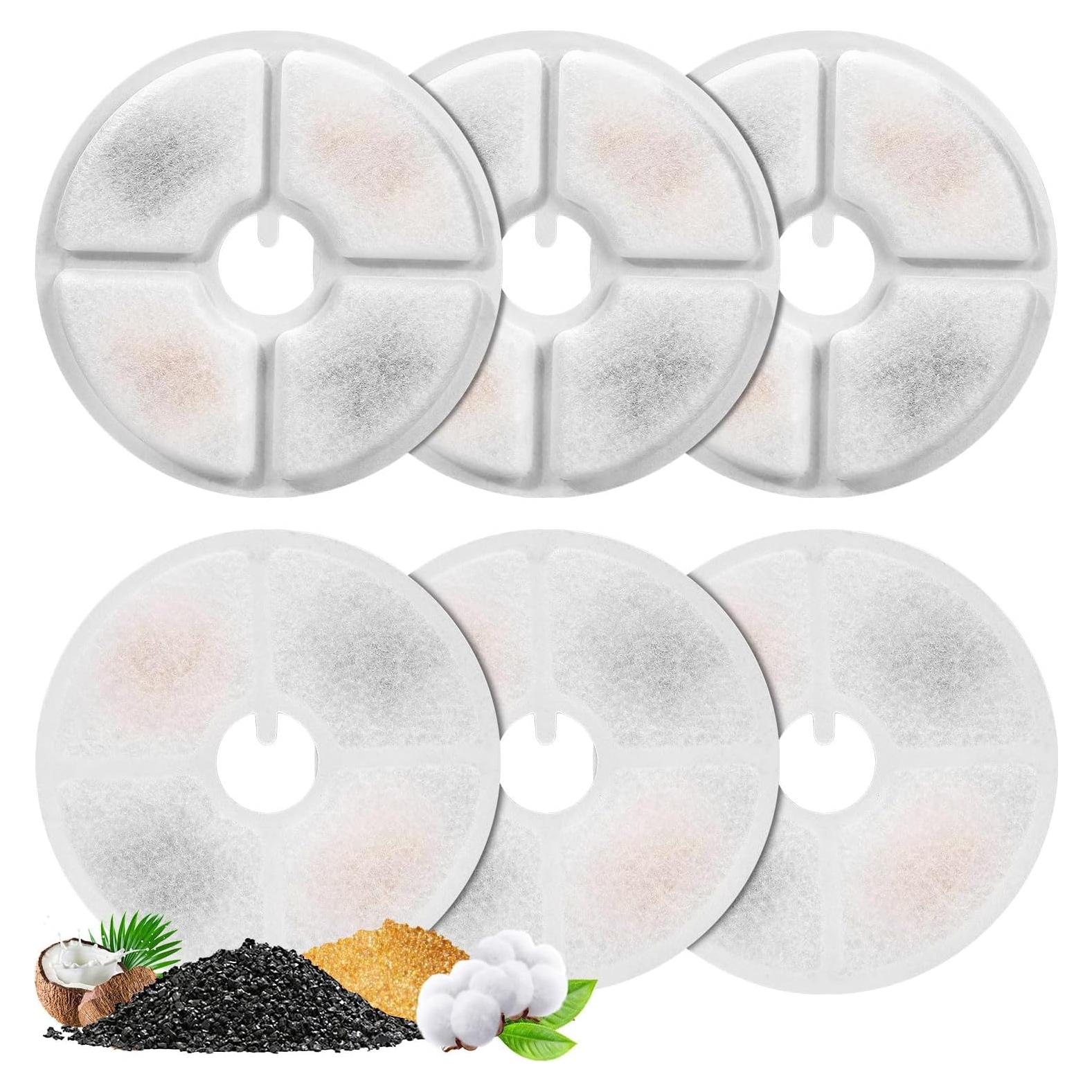 Filtros de agua para gatos GISOFIK - 6 Pack, triple filtración