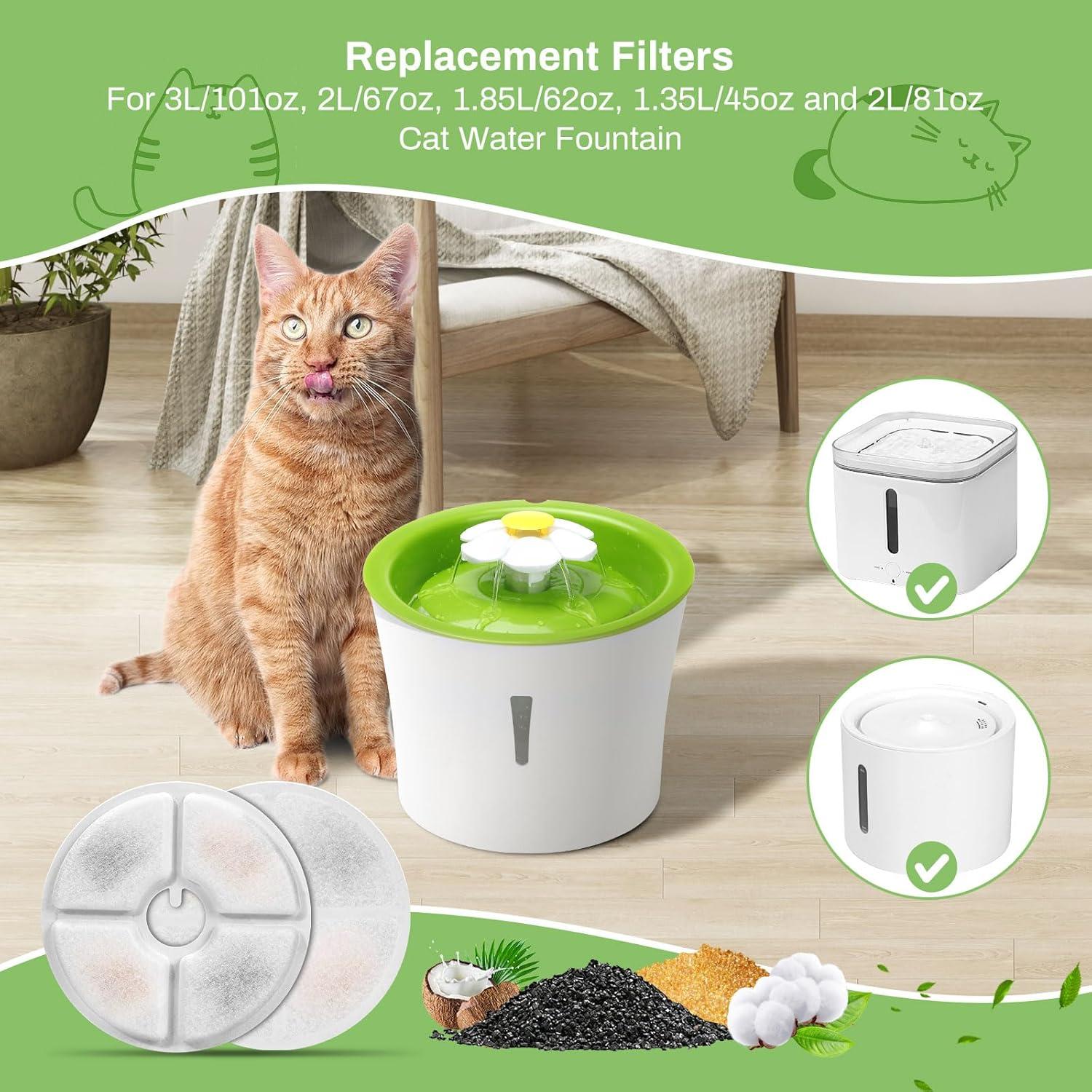 Filtros de agua para gatos GISOFIK - 6 Pack, triple filtración