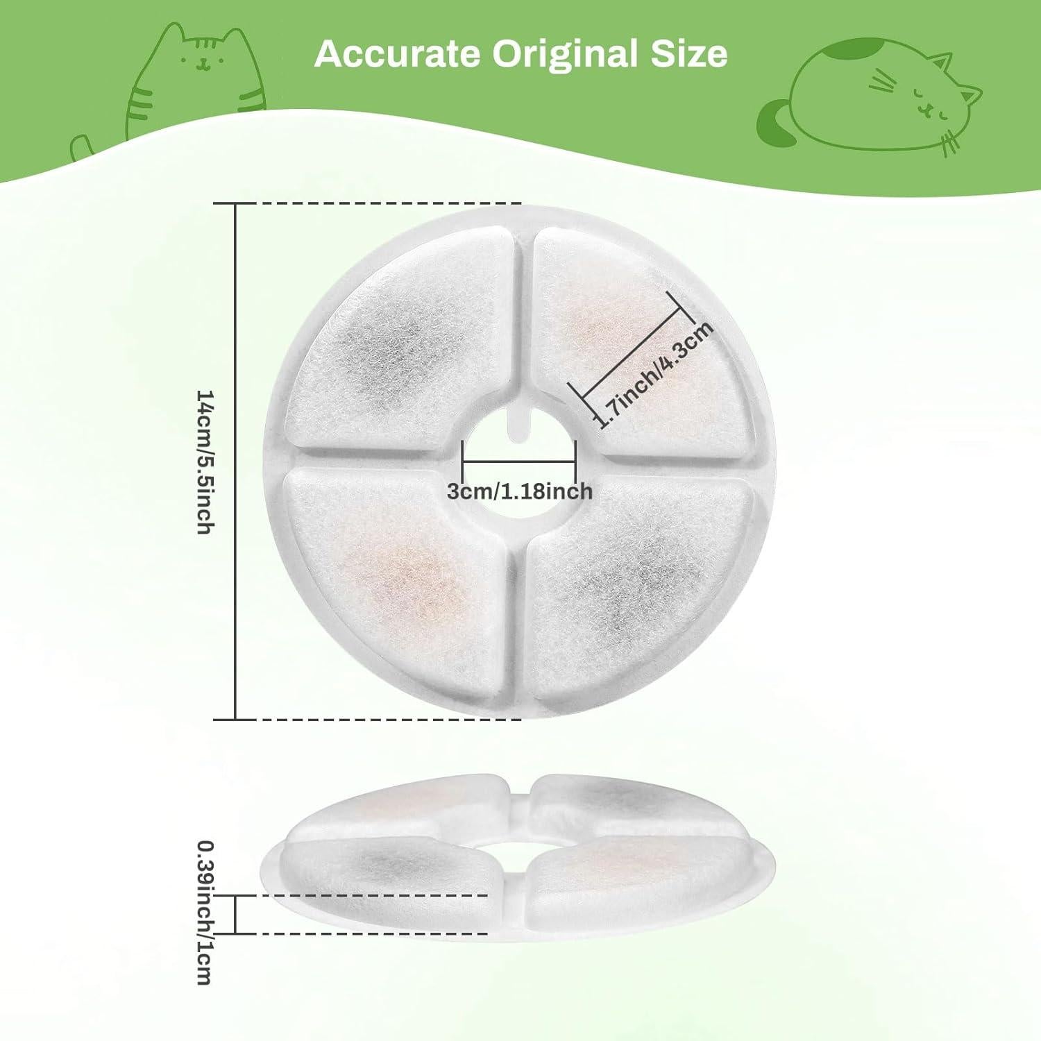 Filtros de agua para gatos GISOFIK - 6 Pack, triple filtración