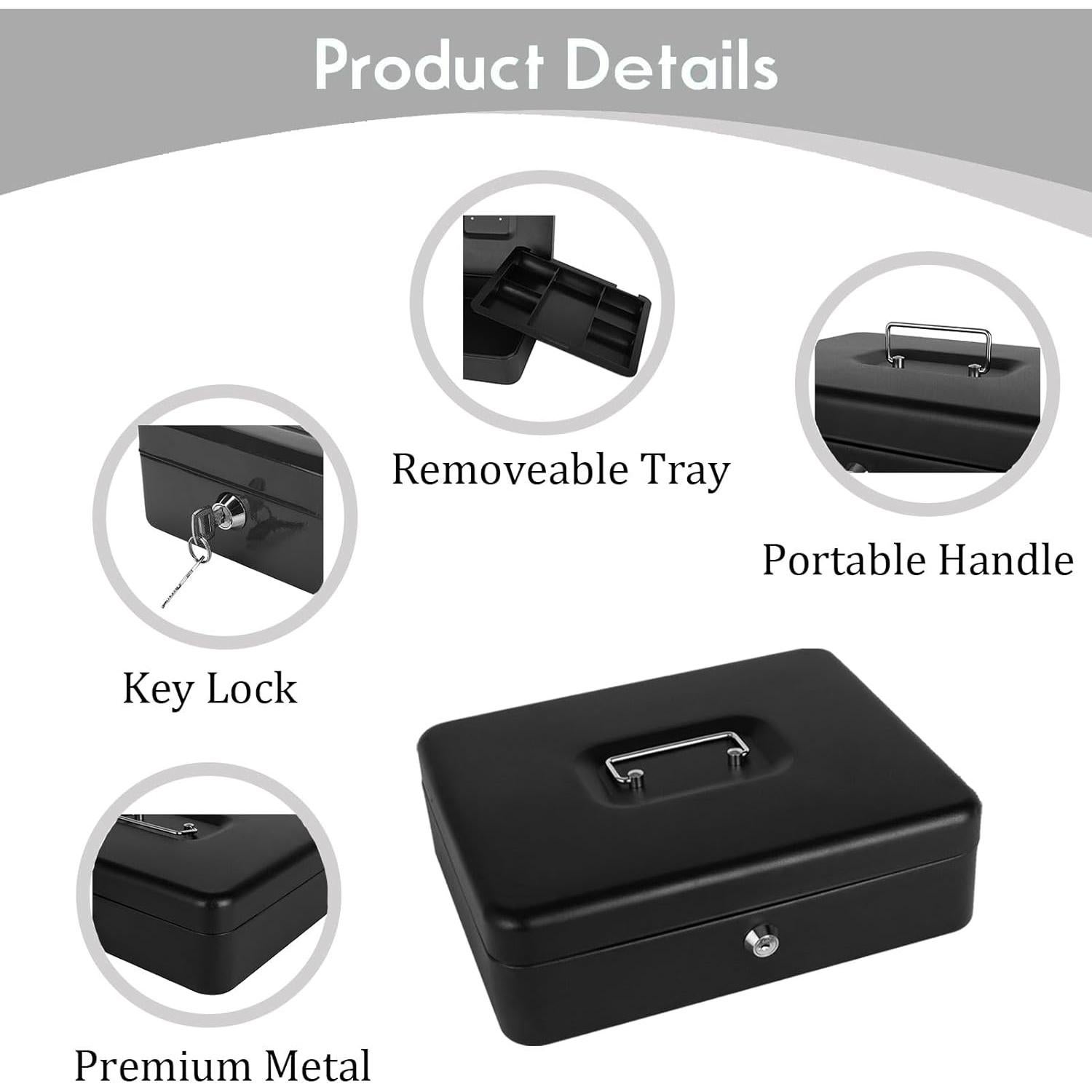 Caja de Dinero Crinwaki con Cerradura 25x20x9 cm Metal Negro