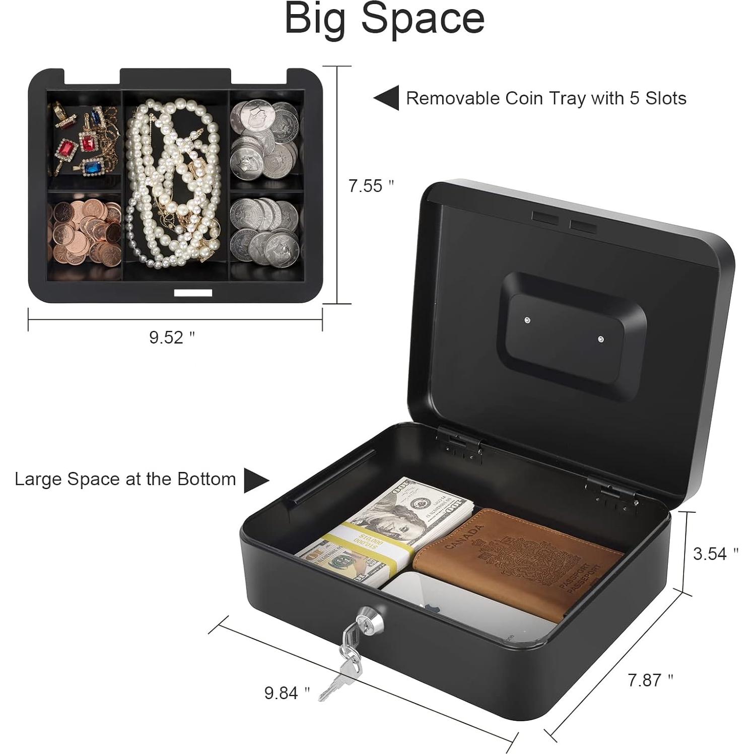 Caja de Dinero Crinwaki con Cerradura 25x20x9 cm Metal Negro