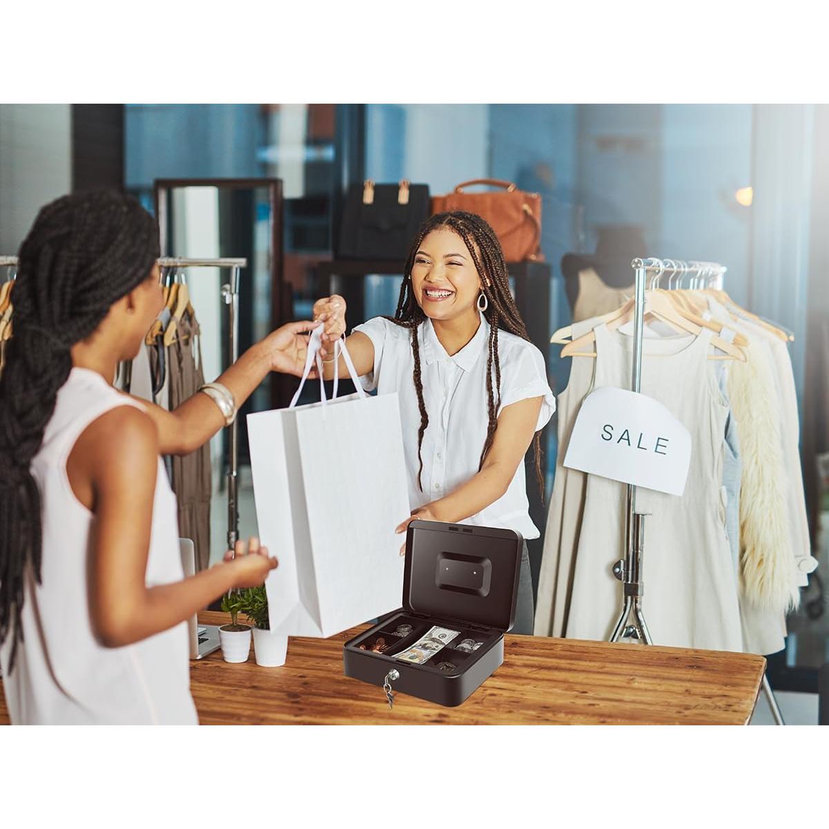 Caja de Dinero Crinwaki con Cerradura 25x20x9 cm Metal Negro