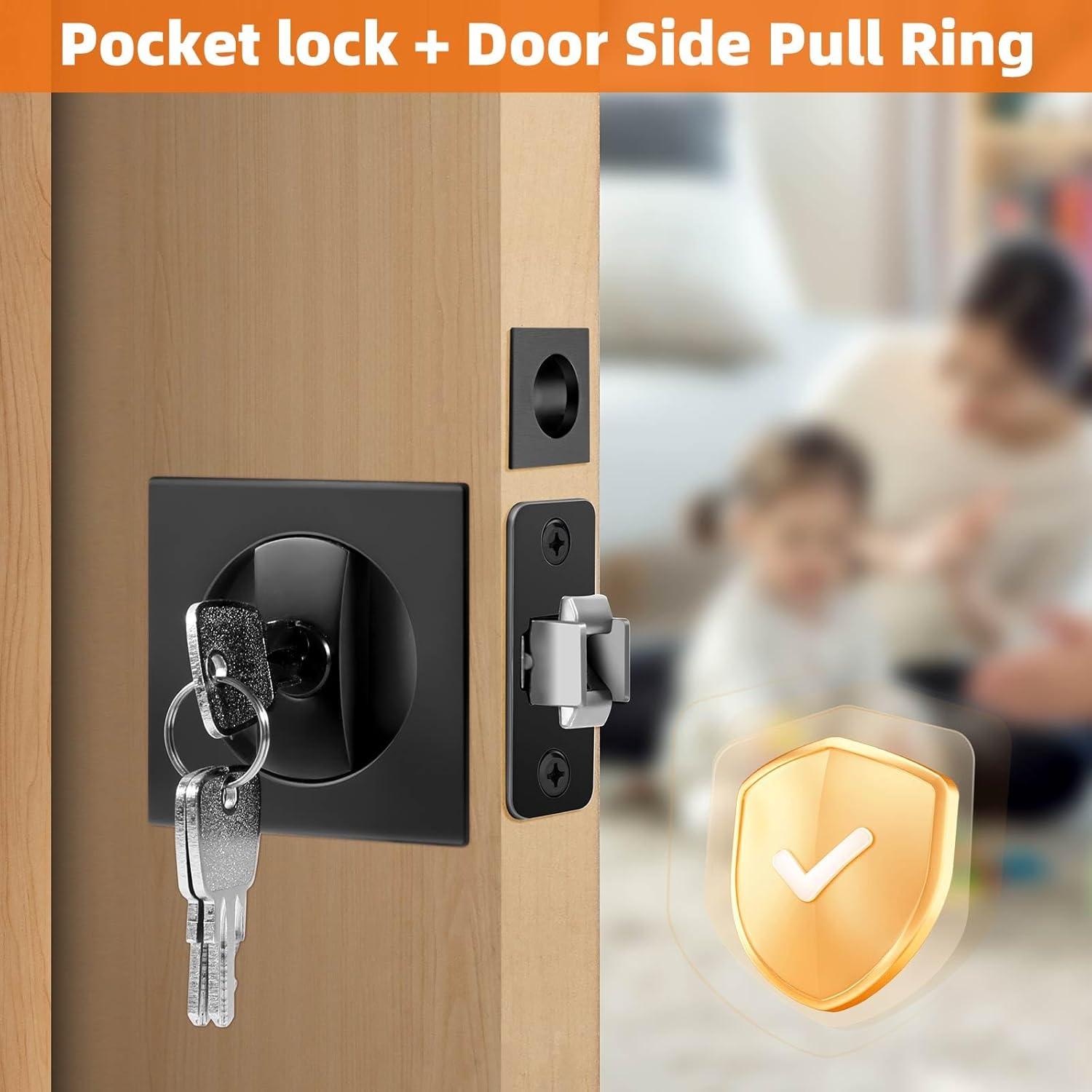 Cerradura de Puerta Corrediza Lipshome Negra Cuadrada