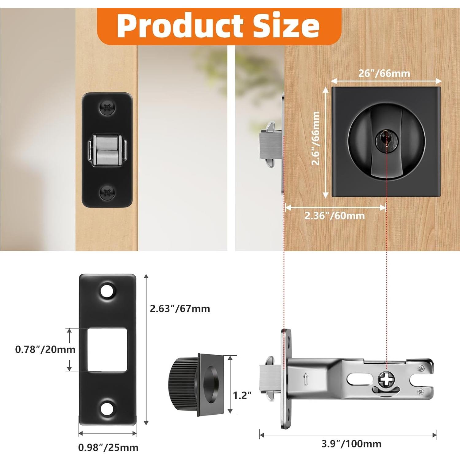 Cerradura de Puerta Corrediza Lipshome Negra Cuadrada