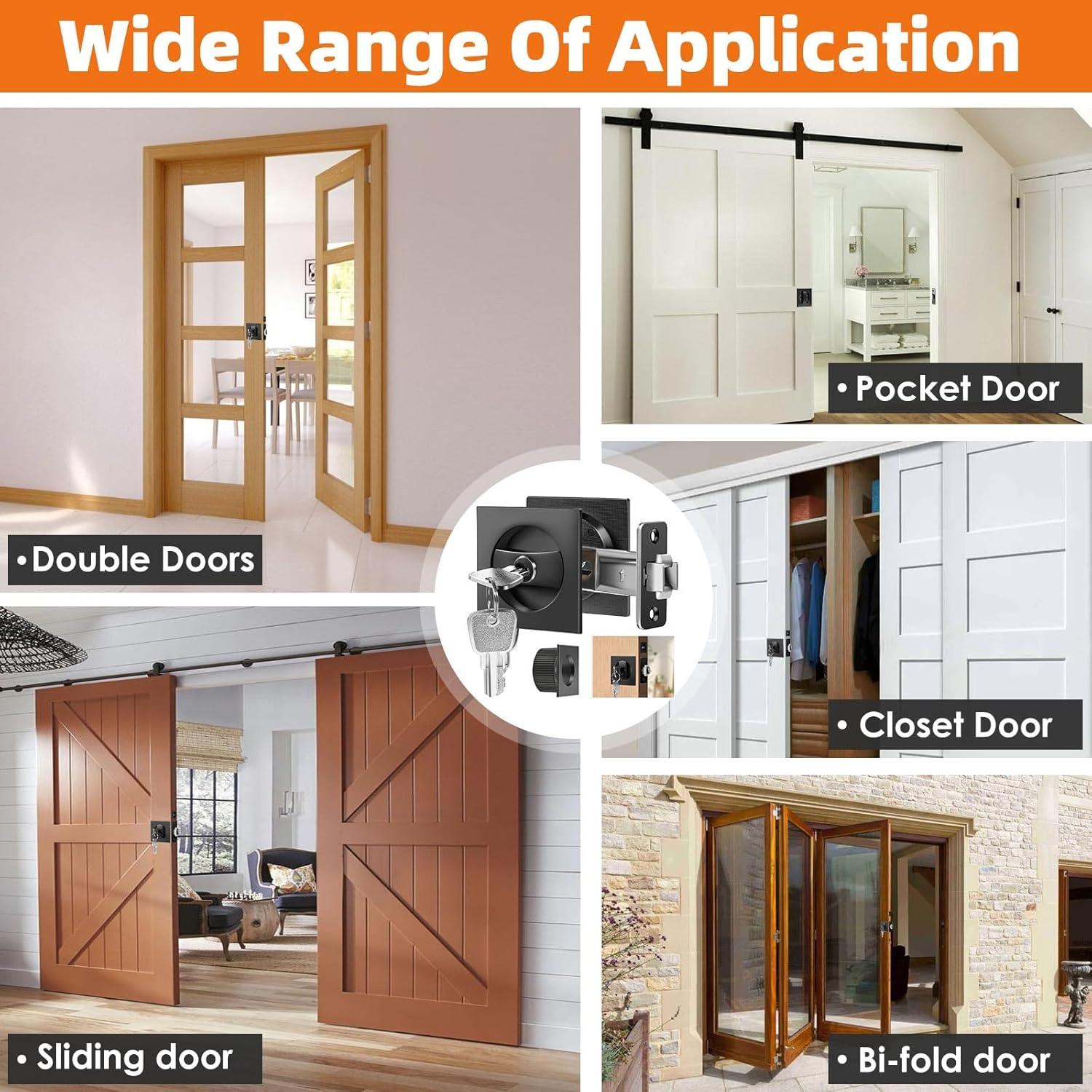 Cerradura de Puerta Corrediza Lipshome Negra Cuadrada