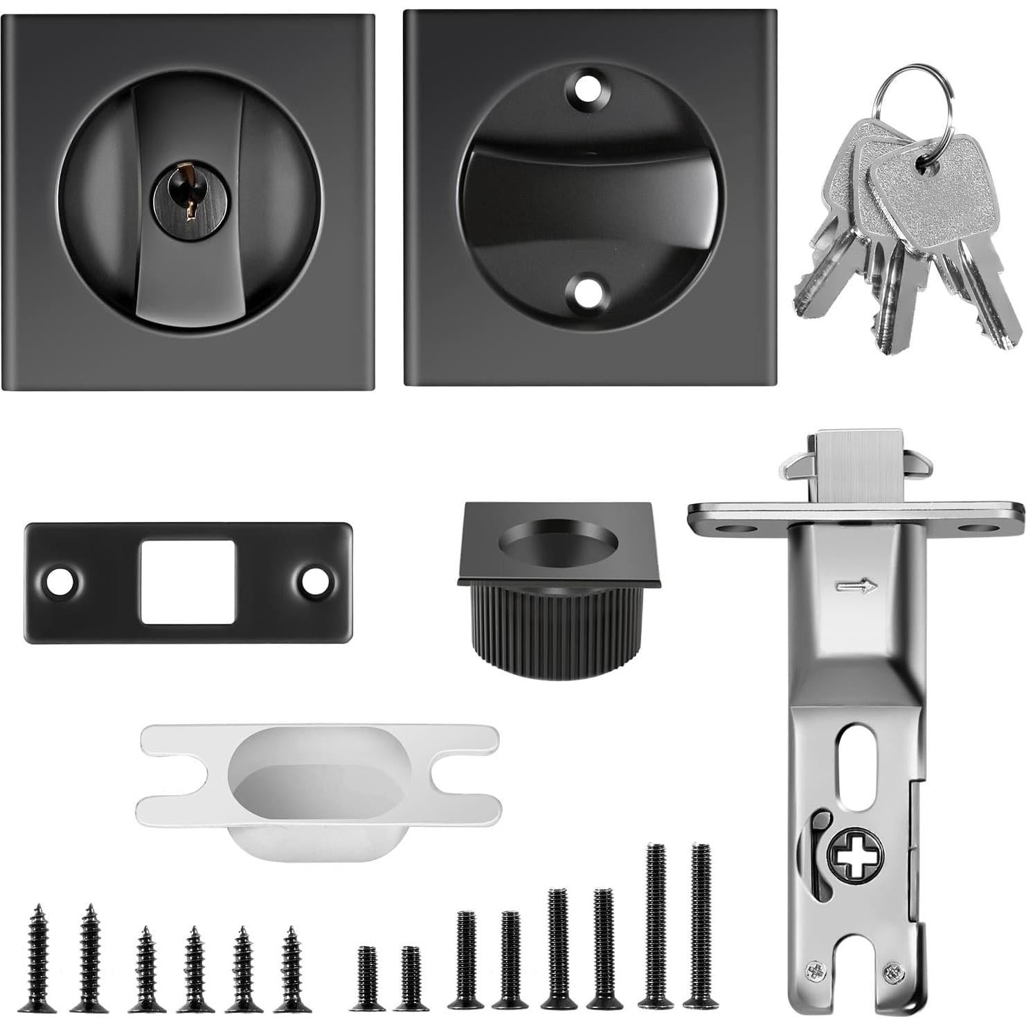 Cerradura de Puerta Corrediza Lipshome Negra Cuadrada