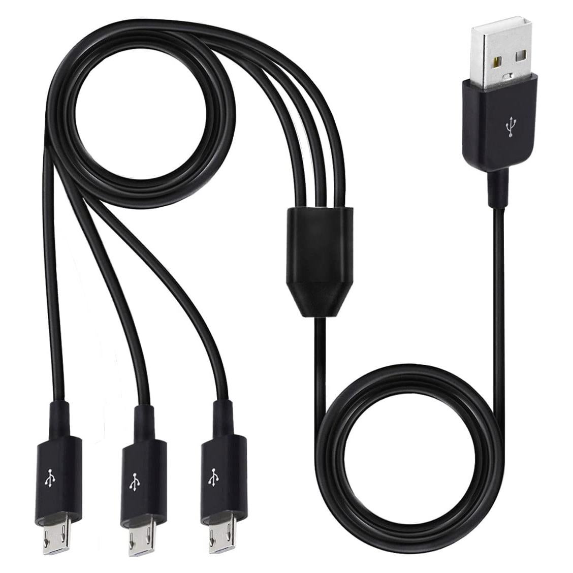 Cable Divisor Micro USB 3 en 1 Herfair 0.91m Carga Rápida
