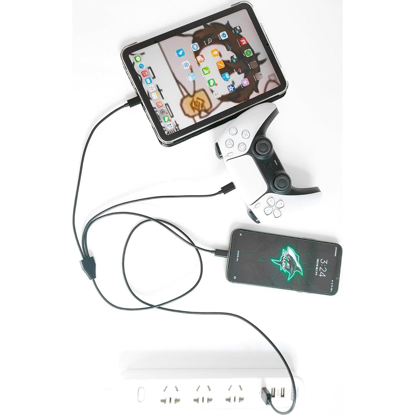 Cable Divisor Micro USB 3 en 1 Herfair 0.91m Carga Rápida