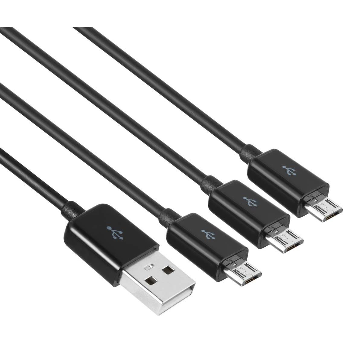 Cable Divisor Micro USB 3 en 1 Herfair 0.91m Carga Rápida