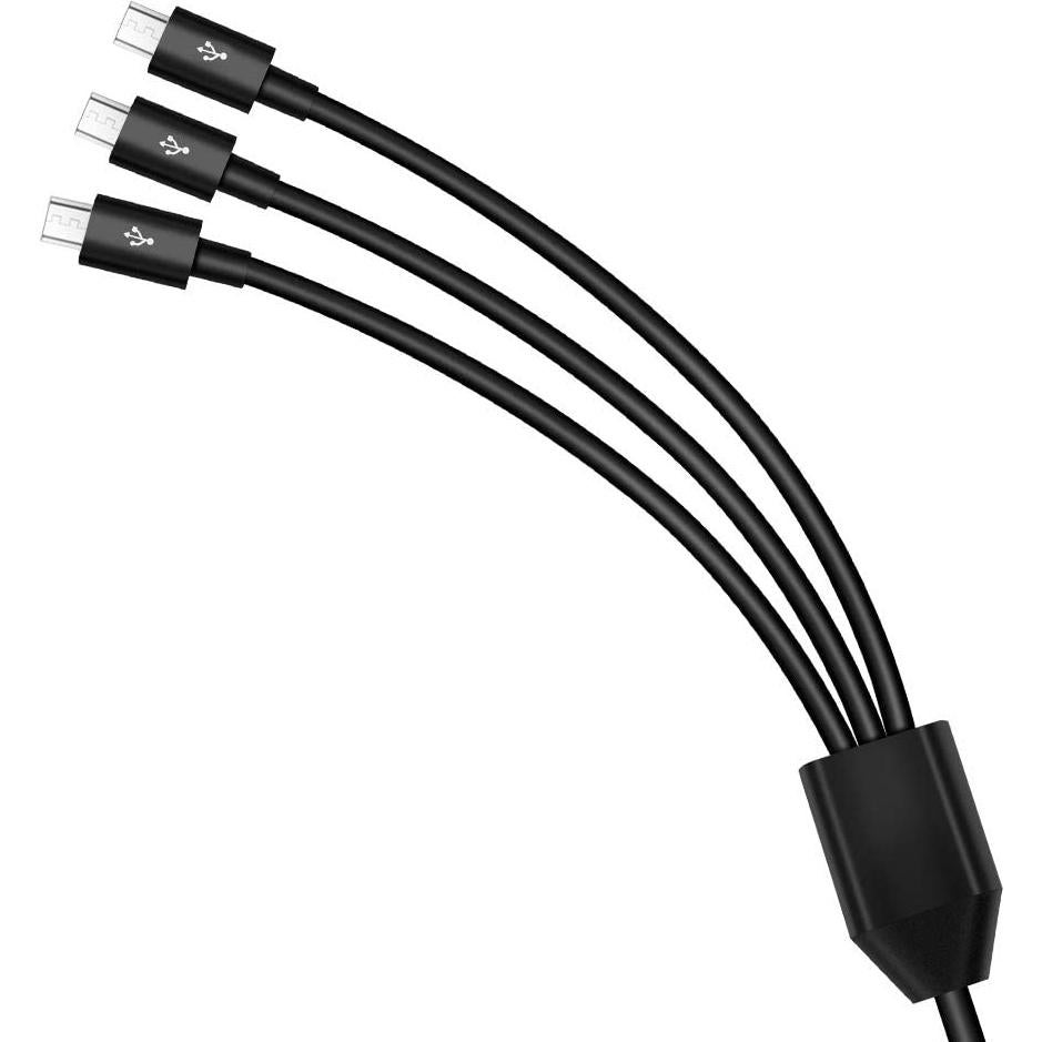 Cable Divisor Micro USB 3 en 1 Herfair 0.91m Carga Rápida