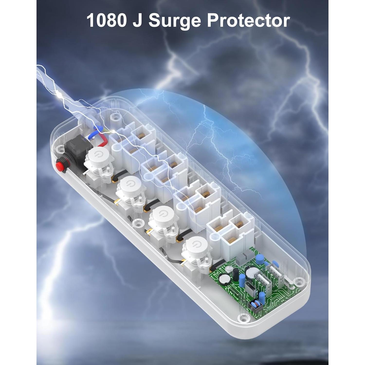 Cable de Extensión Kakahigh 3 Salidas 10FT con USB y Protección