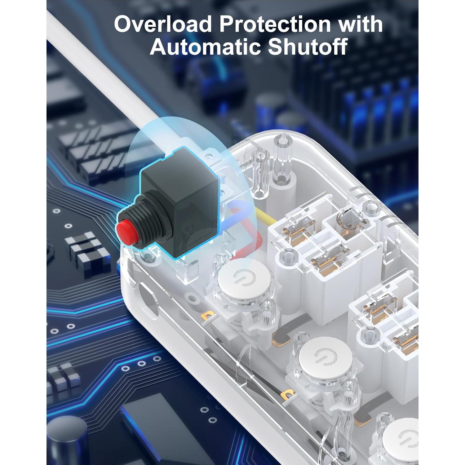 Cable de Extensión Kakahigh 3 Salidas 10FT con USB y Protección