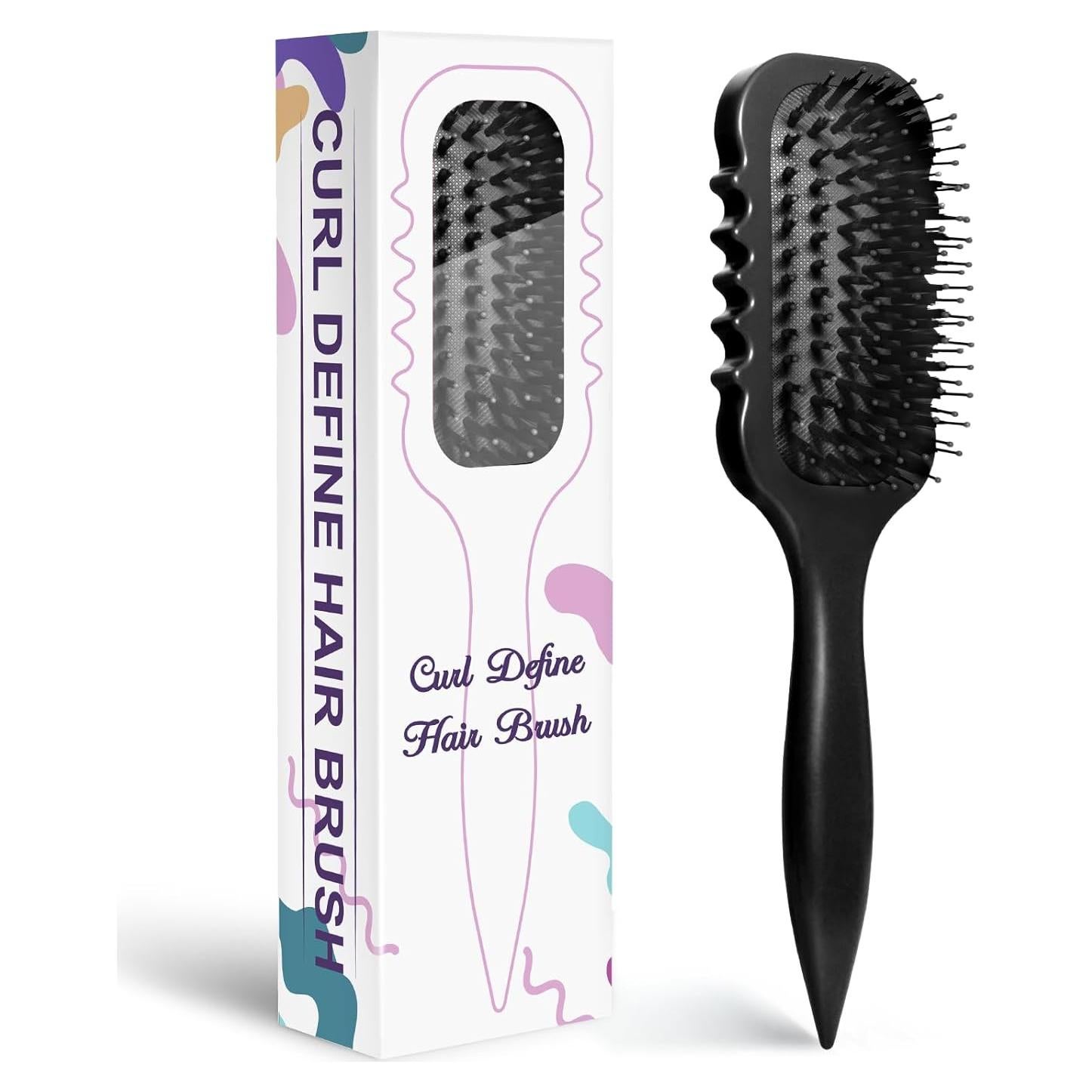 Cepillo Definidor de Rizos QUWHE - Negro, 26x7.5 cm, Unisex
