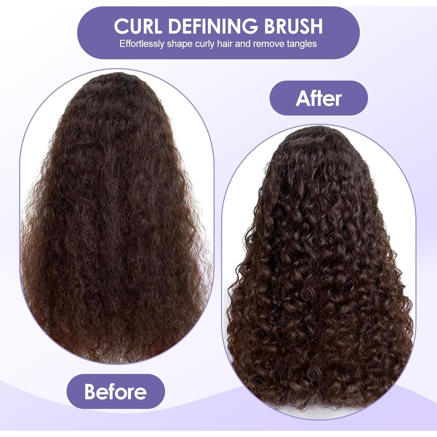 Cepillo Definidor de Rizos QUWHE - Negro, 26x7.5 cm, Unisex