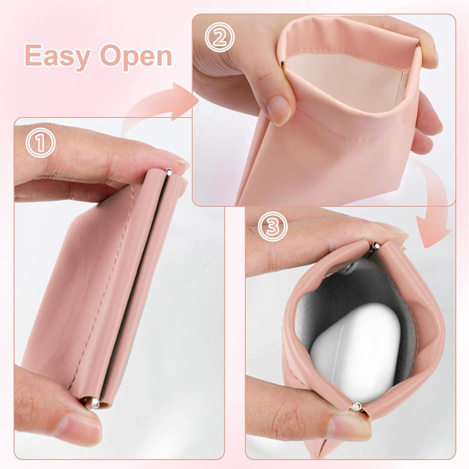 Estuche de Maquillaje Rosa 4 Pcs Portátil para Mujeres