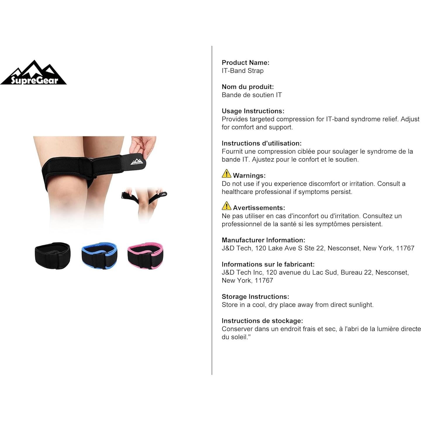 Faja de Compresión IT Band SupreGear - Soporte Ajustable para Rodilla