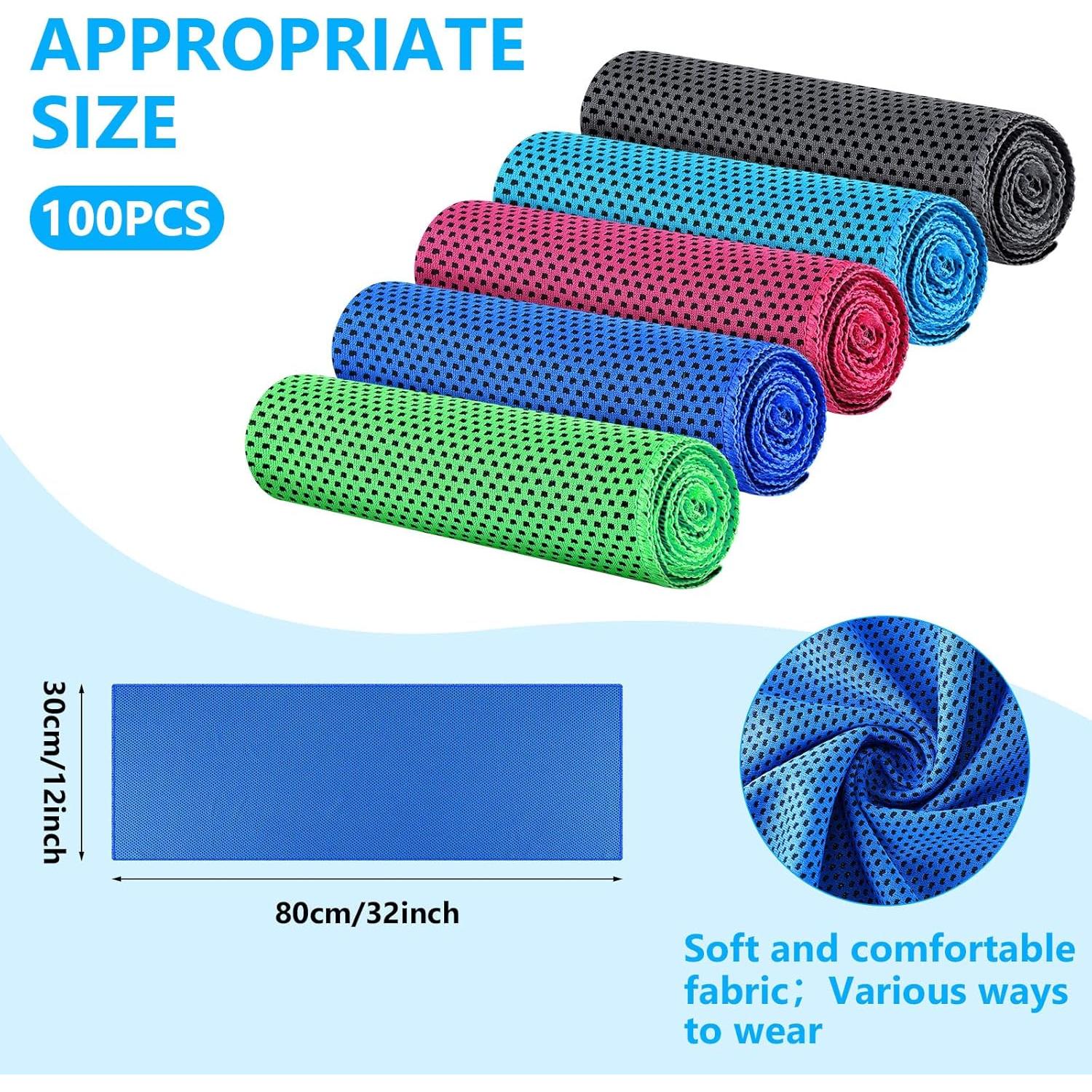 Toallas Enfriadoras Shellwei 100 Pcs Microfibra 80x30 cm