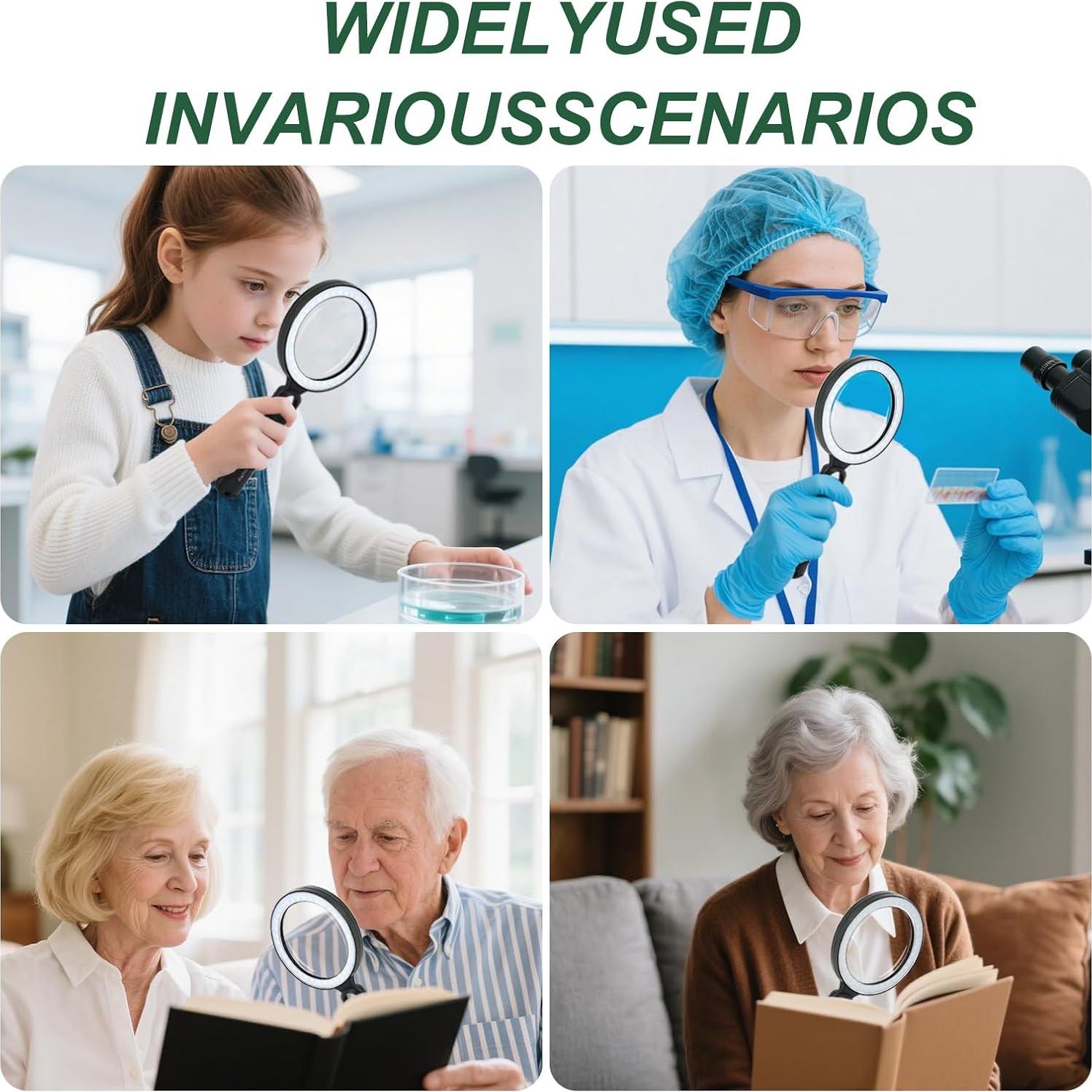 Lupa de Mano GABORISH con Luz LED 10X 30X Vidrio 8.89 cm