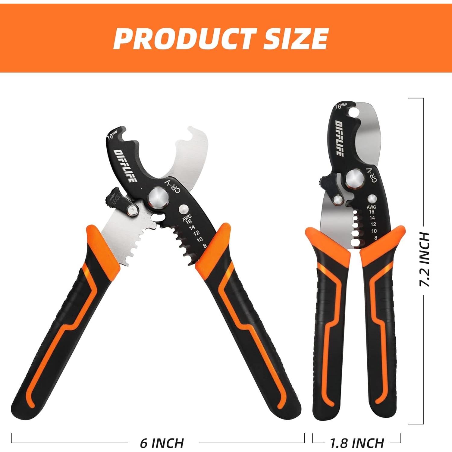 Herramienta Multifuncional DIFFLIFE 18 cm Pelacables y Cortadores