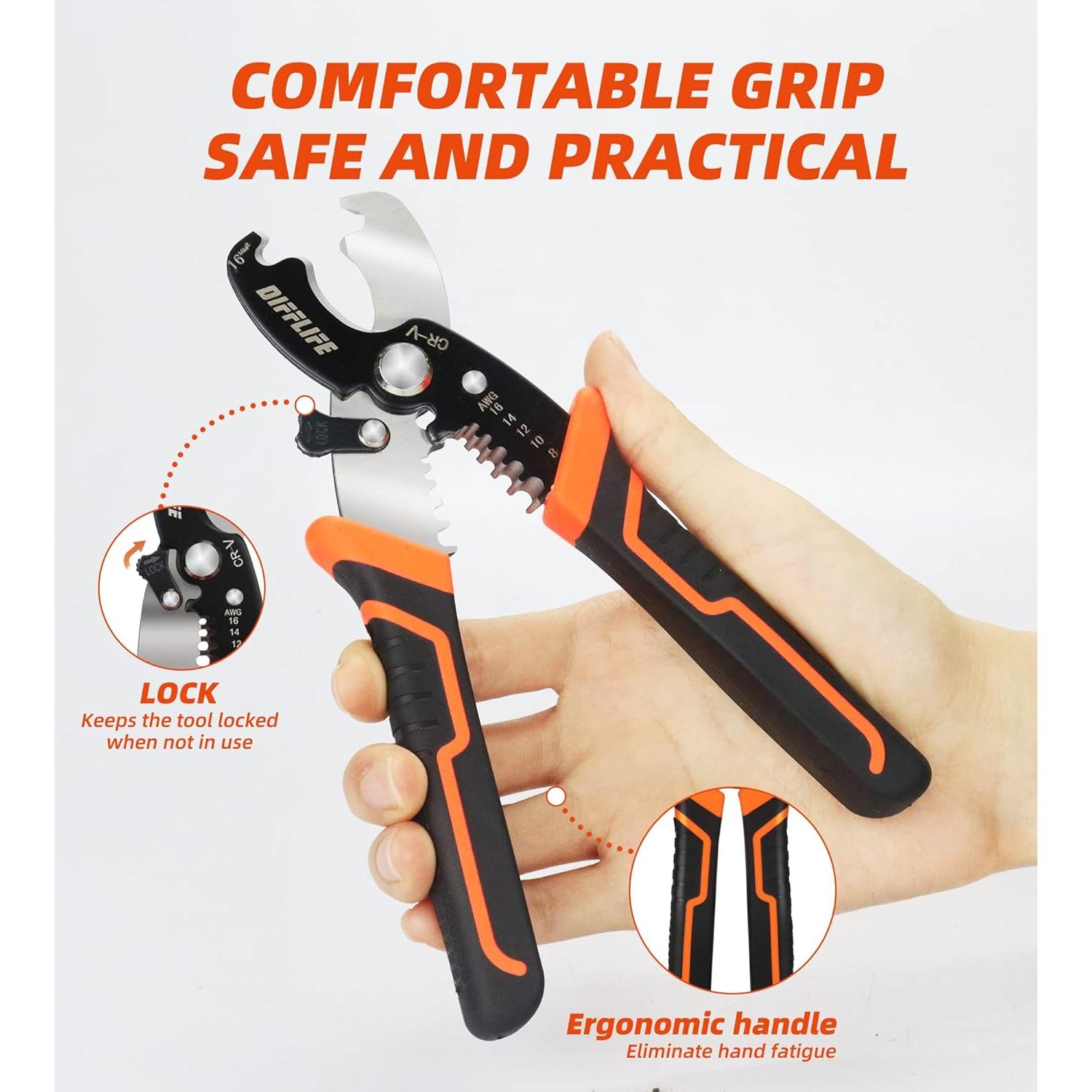 Herramienta Multifuncional DIFFLIFE 18 cm Pelacables y Cortadores