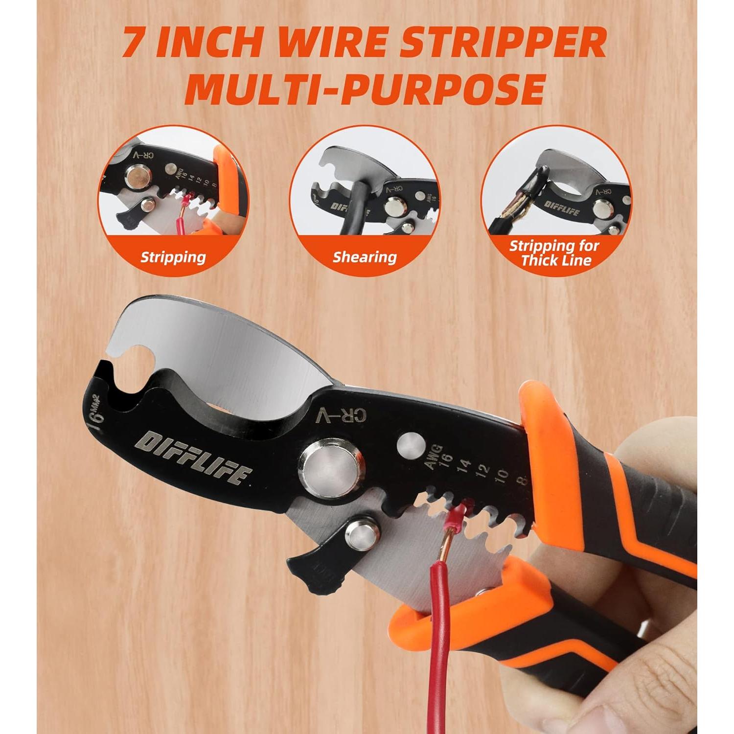 Herramienta Multifuncional DIFFLIFE 18 cm Pelacables y Cortadores