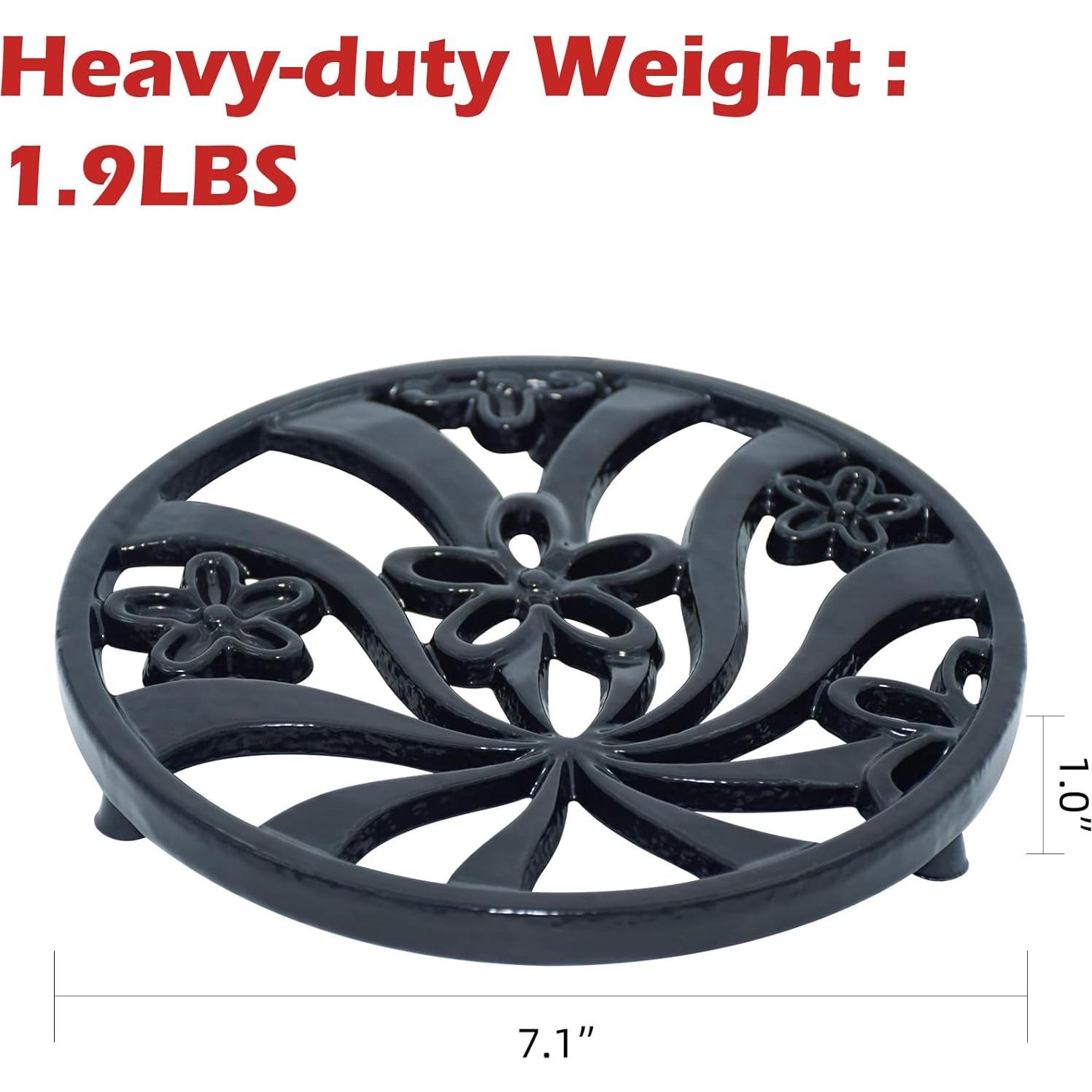 Trivet de Hierro Fundido Minluful 17.78 cm Negro Vintage