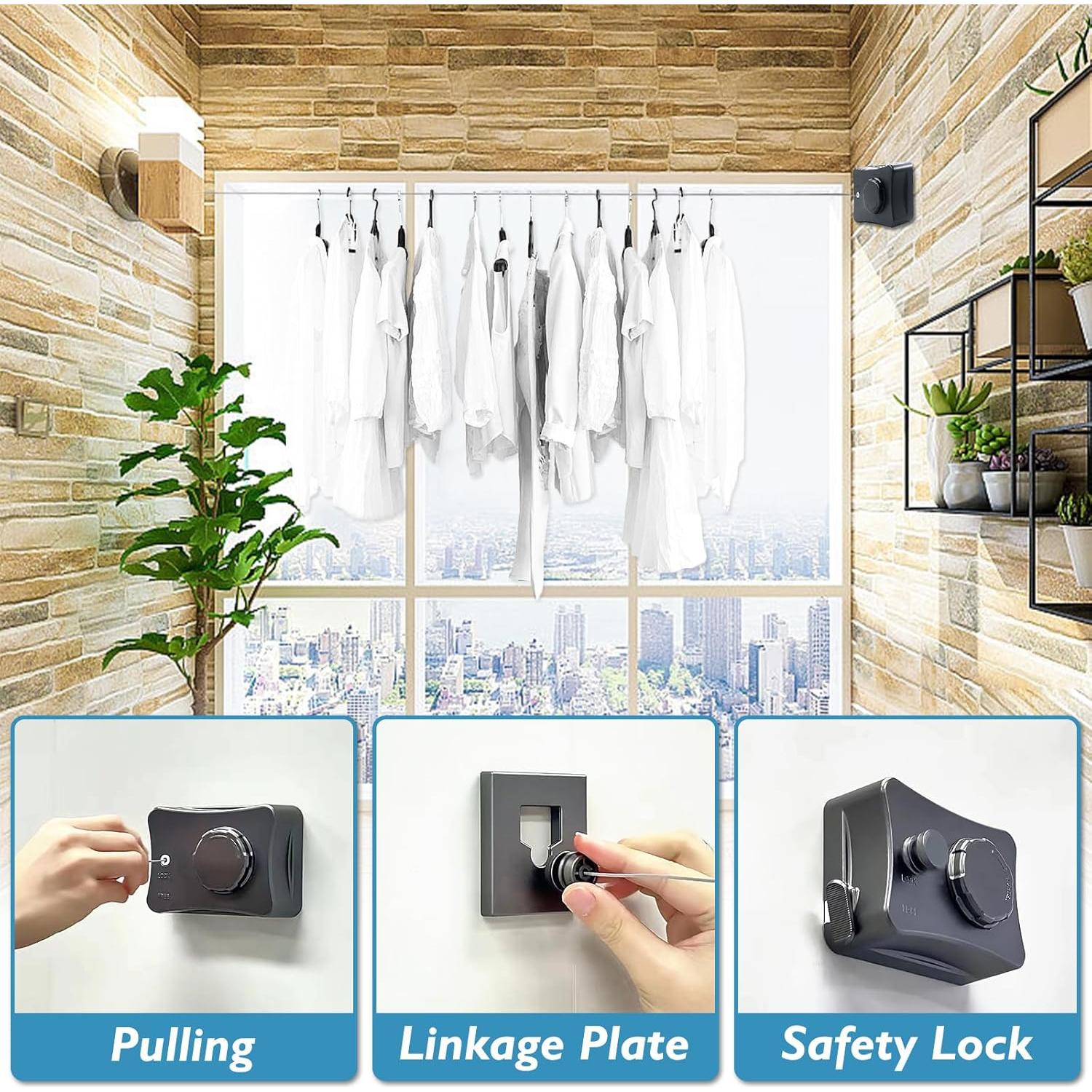 Cuerda de Ropa Retráctil JIAYIGOOD 5.1m Negra para Exterior