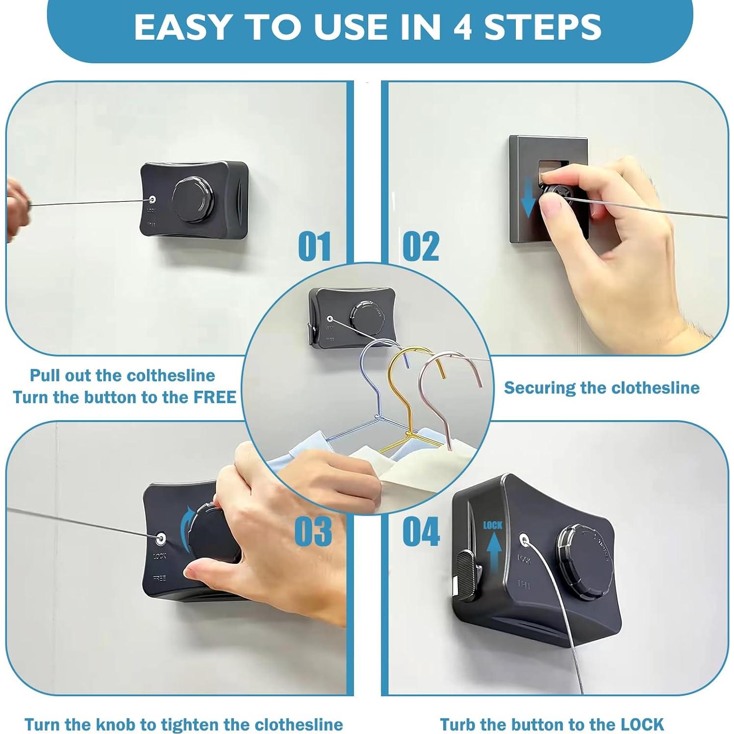 Cuerda de Ropa Retráctil JIAYIGOOD 5.1m Negra para Exterior