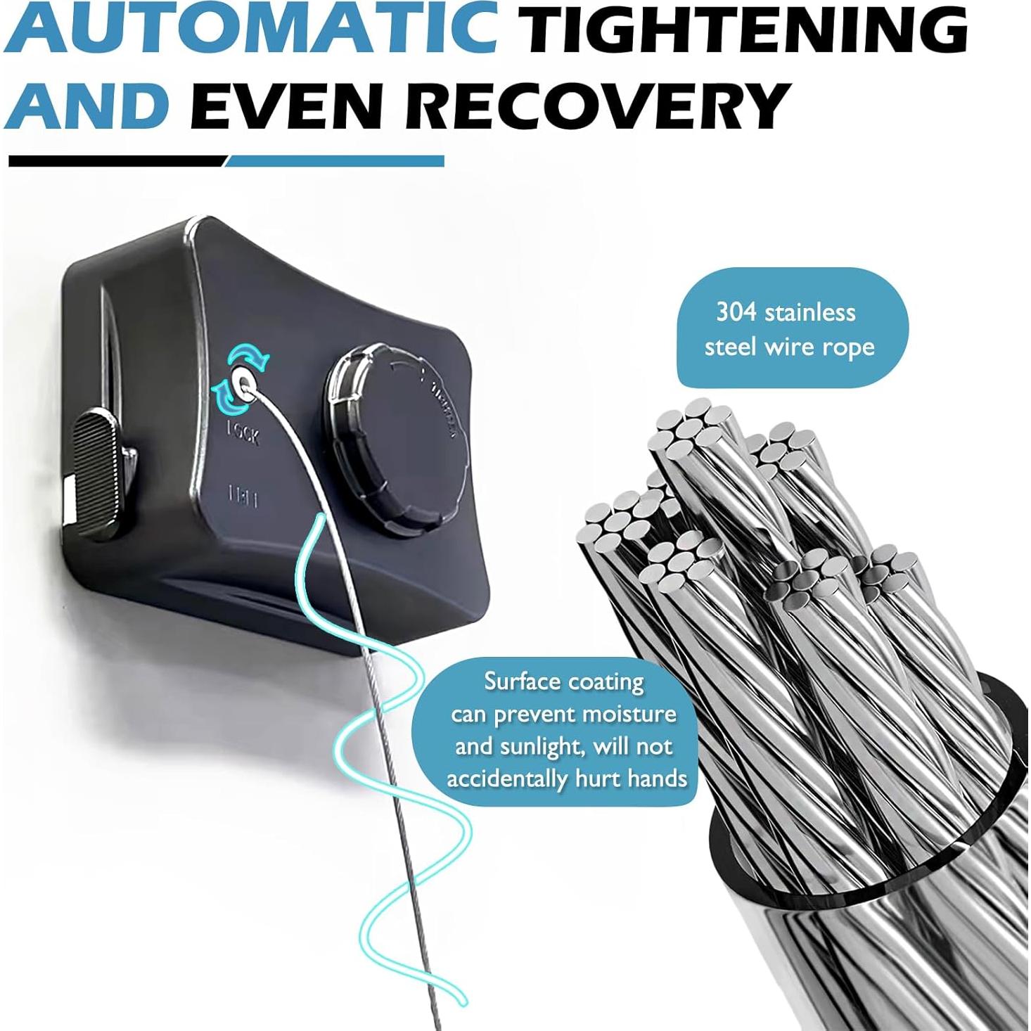 Cuerda de Ropa Retráctil JIAYIGOOD 5.1m Negra para Exterior