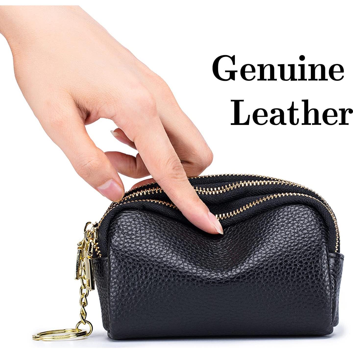 Monedero de Cuero Genuino LINNO Triple Capacidad Negro