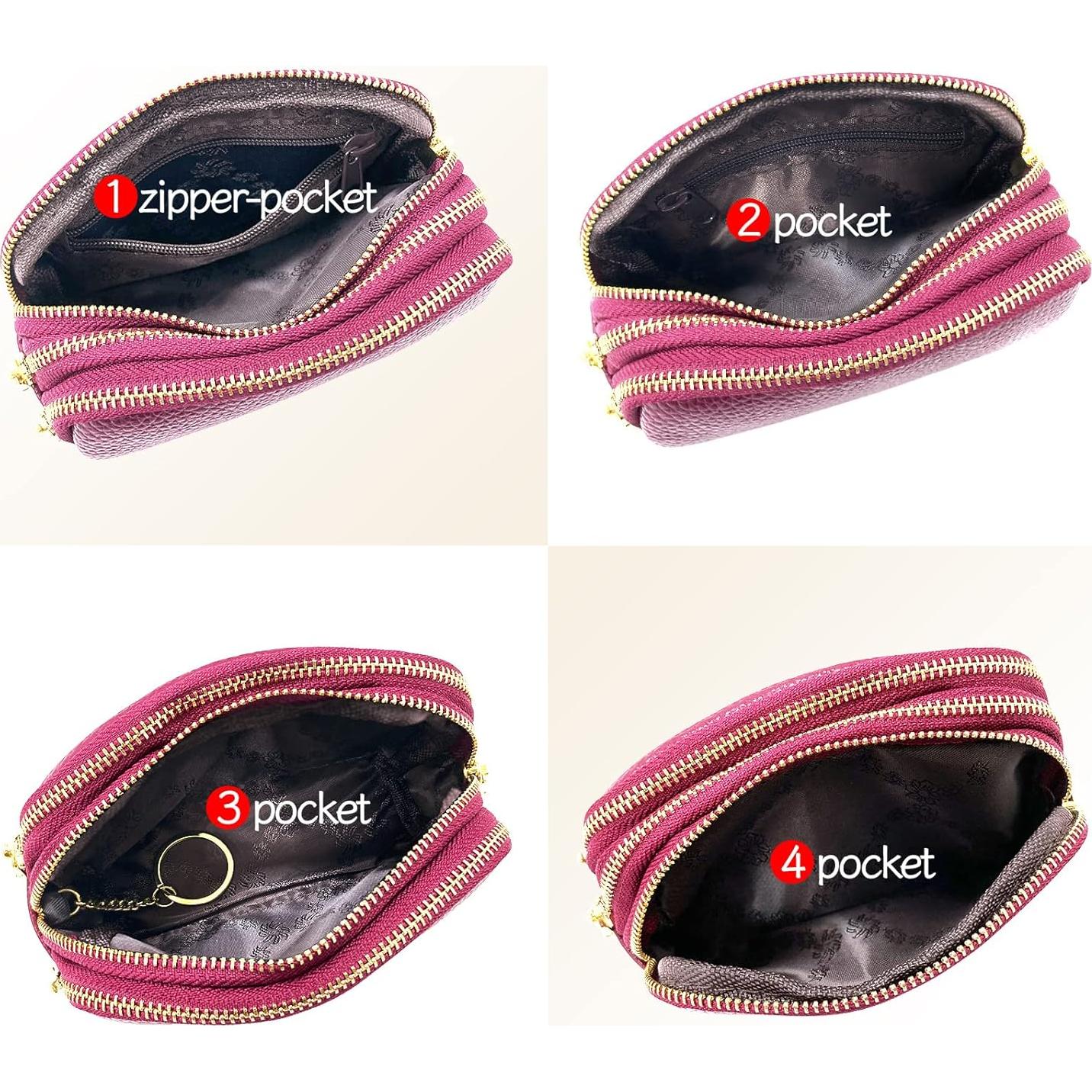 Monedero de Cuero Genuino LINNO Triple Capacidad Negro