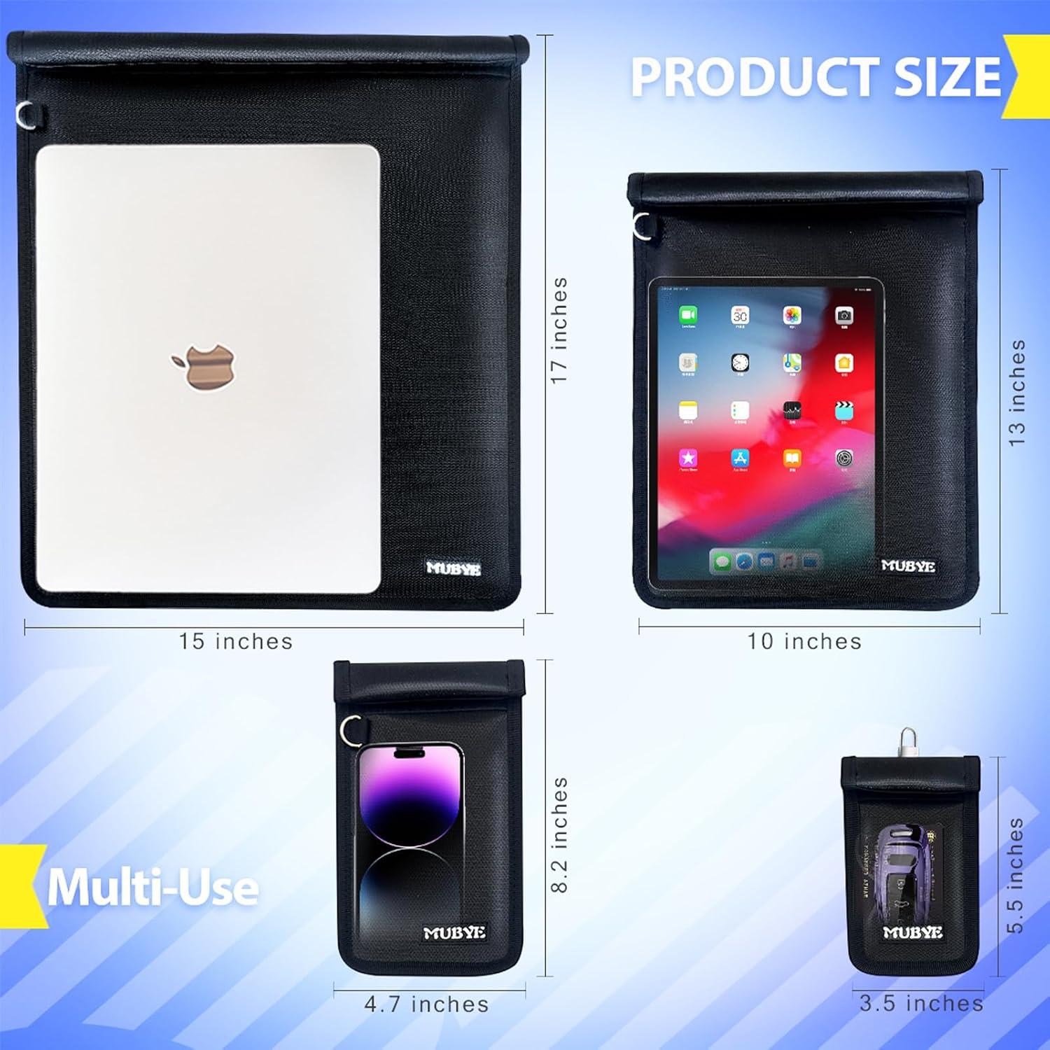 Bolsas Faraday MUBYE 2PCS Antirrobo a Prueba de Fuego y Agua