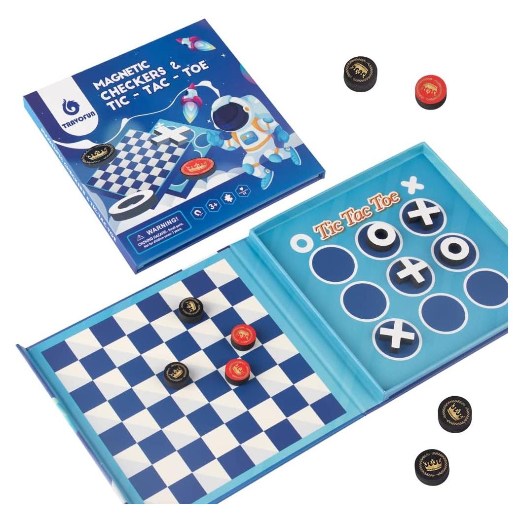 Juego de Mesa 2 en 1 Damas y Tres en Raya TRAVOFUN