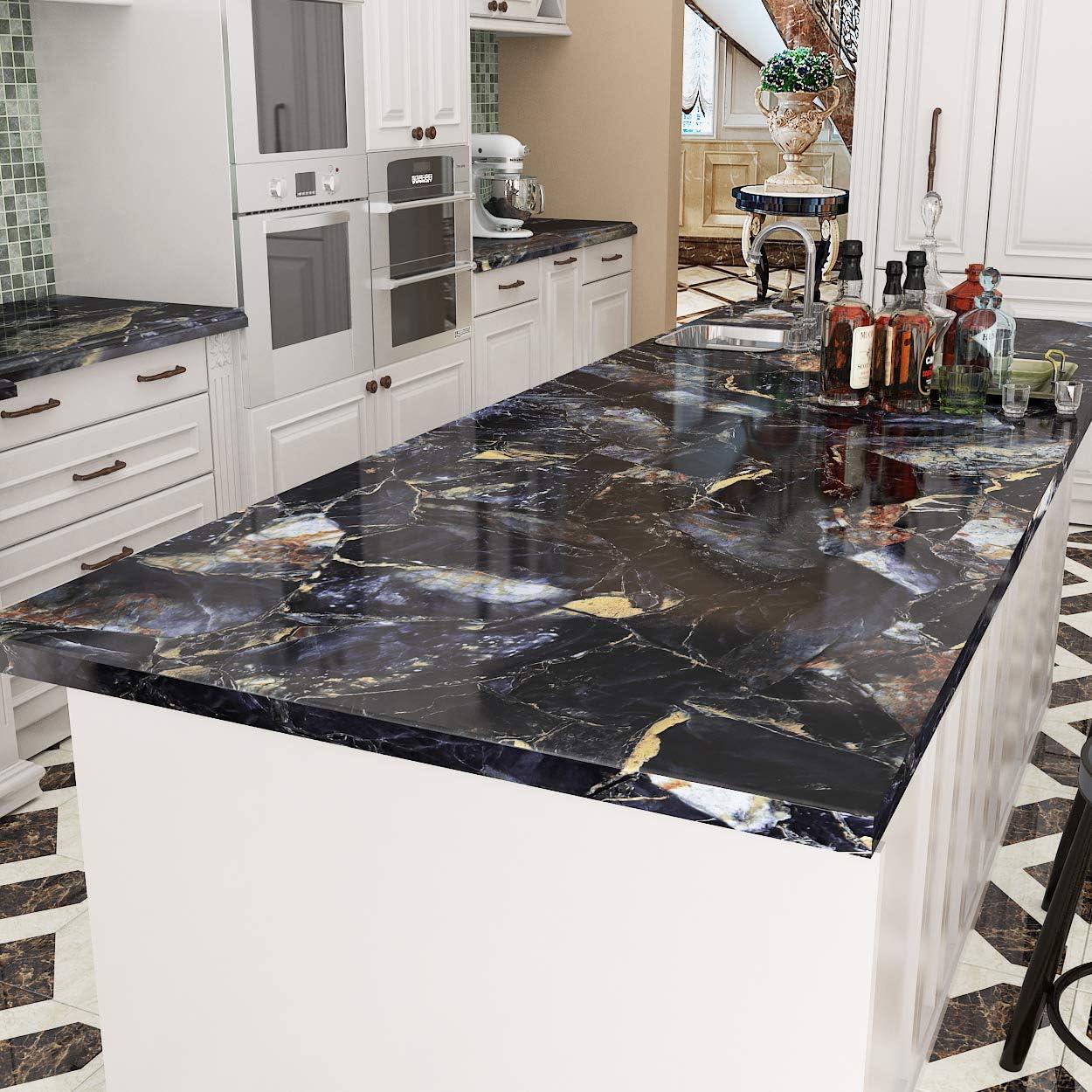 Papel Tapiz Autoadhesivo Livelynine Mármol Azul 40x200 cm