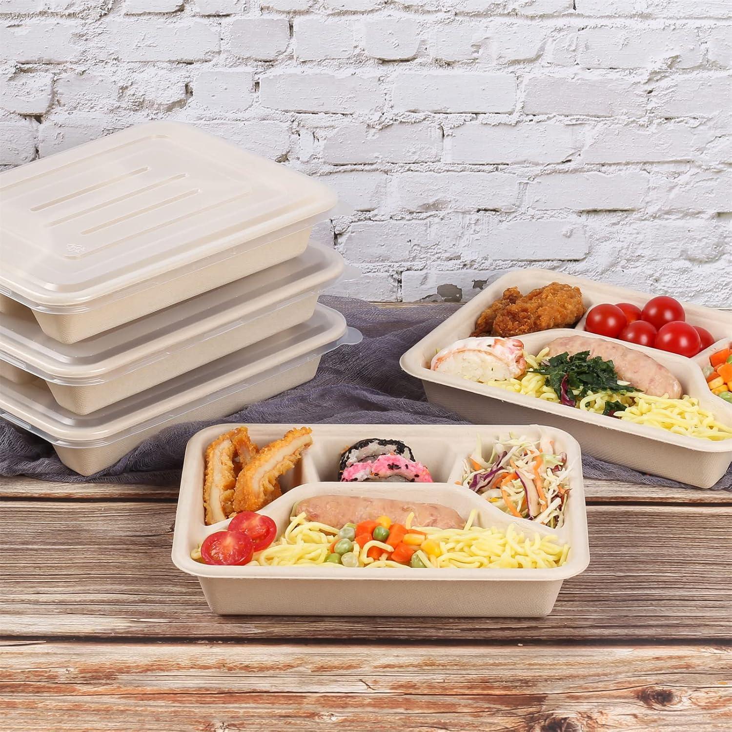 Platos desechables de fibra de caña de azúcar 24 oz 50 unidades